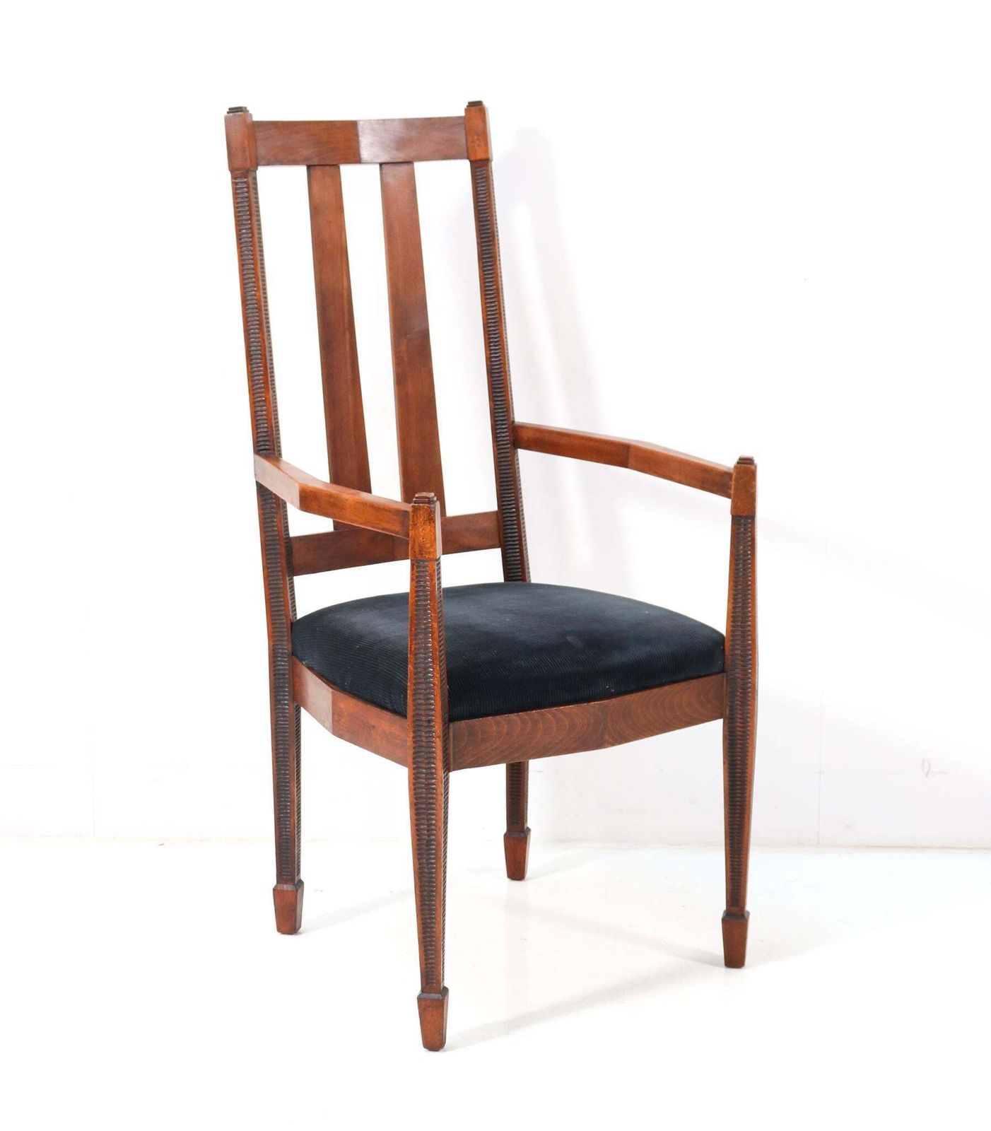 Set Of Six Art Deco Amsterdamse School High Back Dining Room Chairs, 1920s photo 4062.0