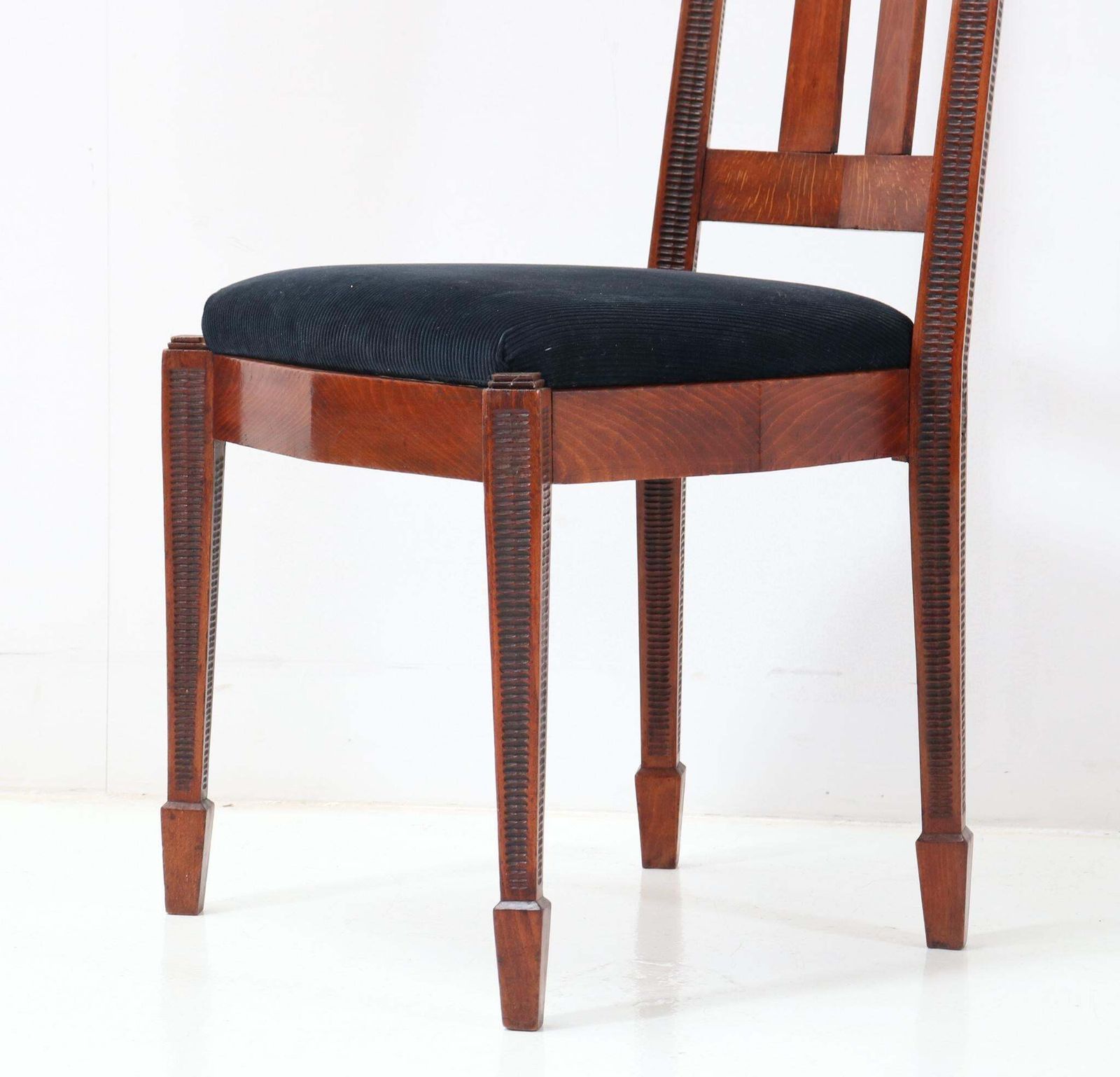 Furniture Set Of Six Art Deco Amsterdamse School High Back Dining Room Chairs, 1920s photo