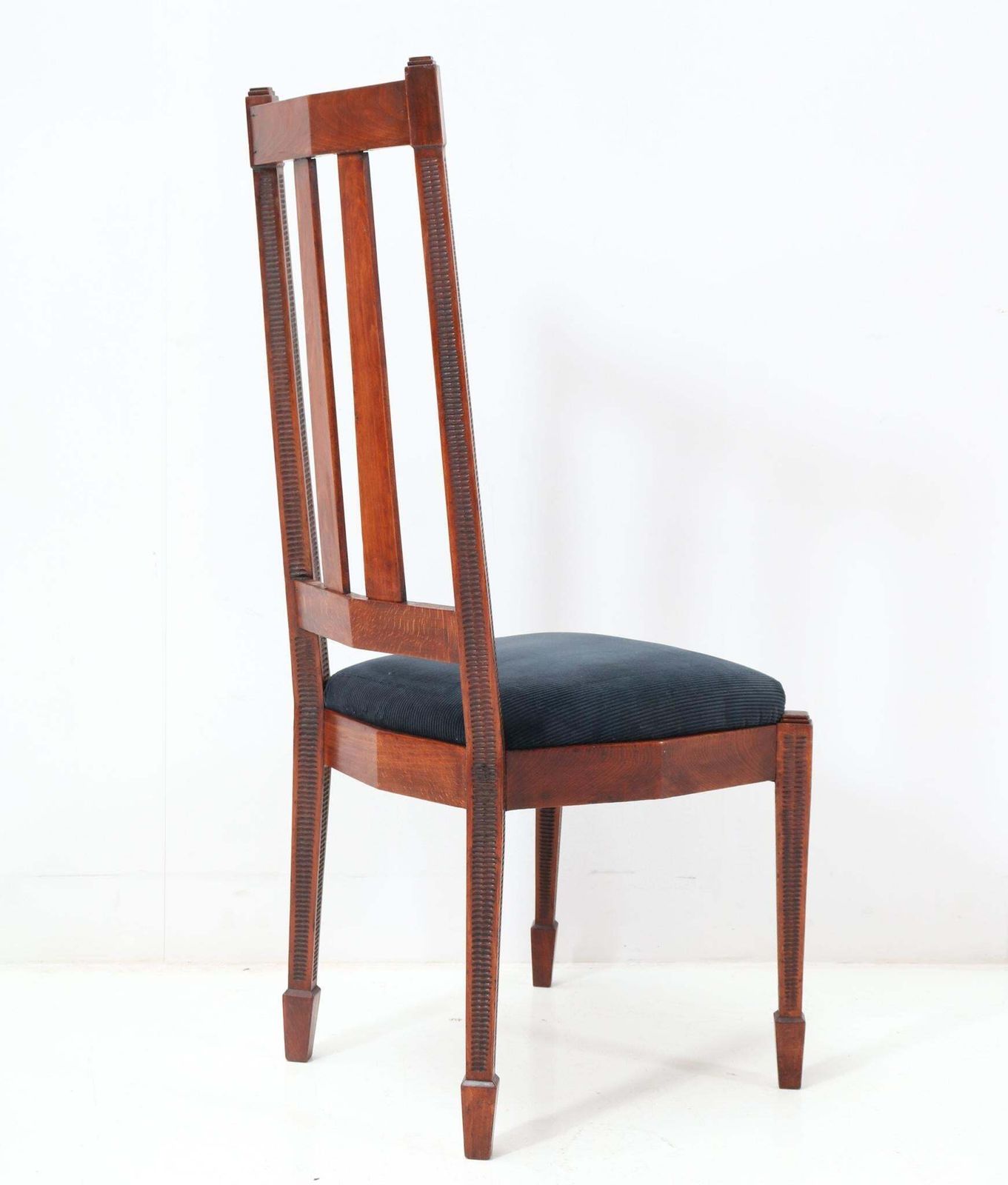 photo buy Set Of Six Art Deco Amsterdamse School High Back Dining Room Chairs, 1920s