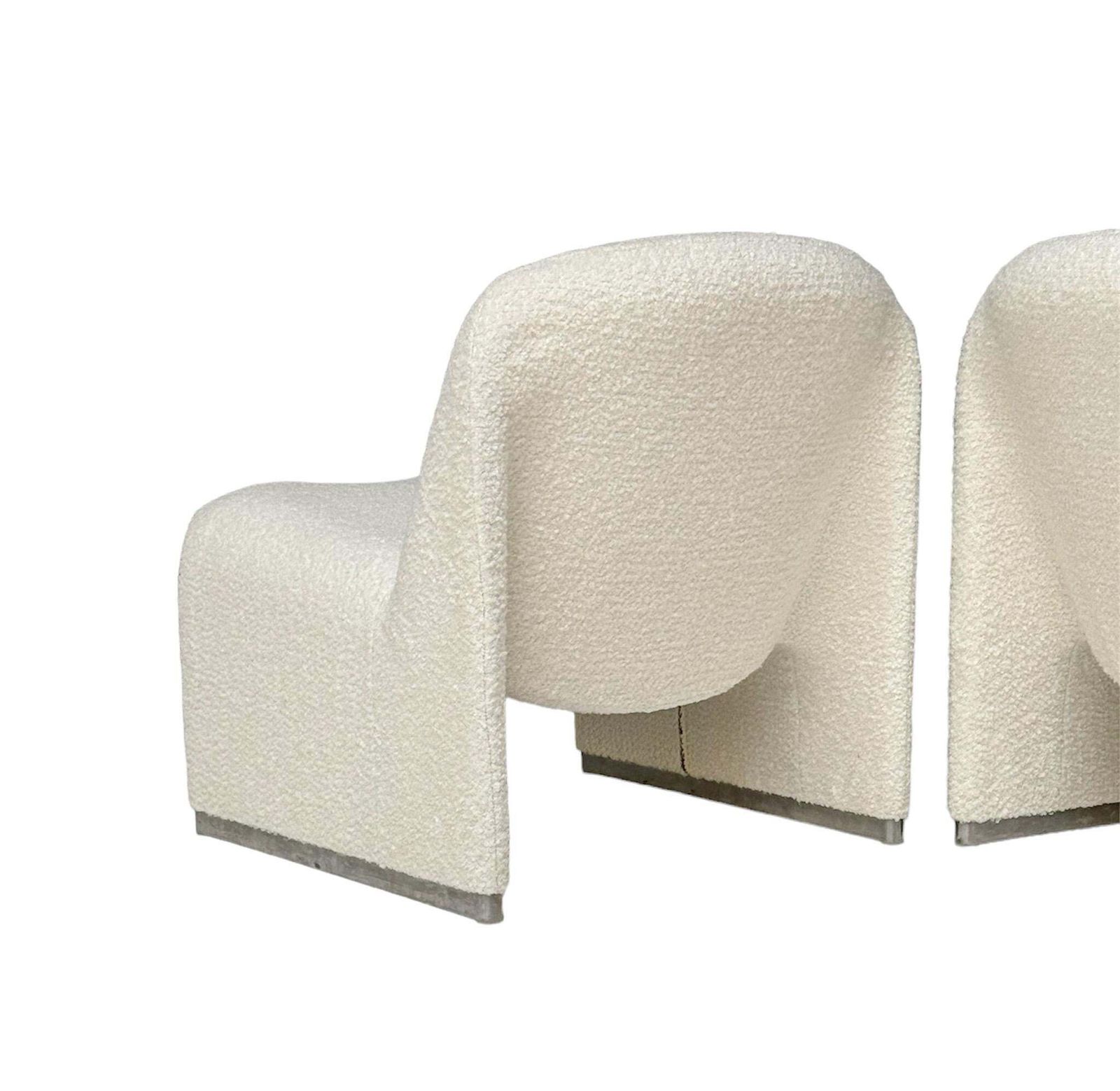 Giancarlo Piretti Two Mid Century Modern Alky Lounge Chairs In Bouclé, 1970s photo buy