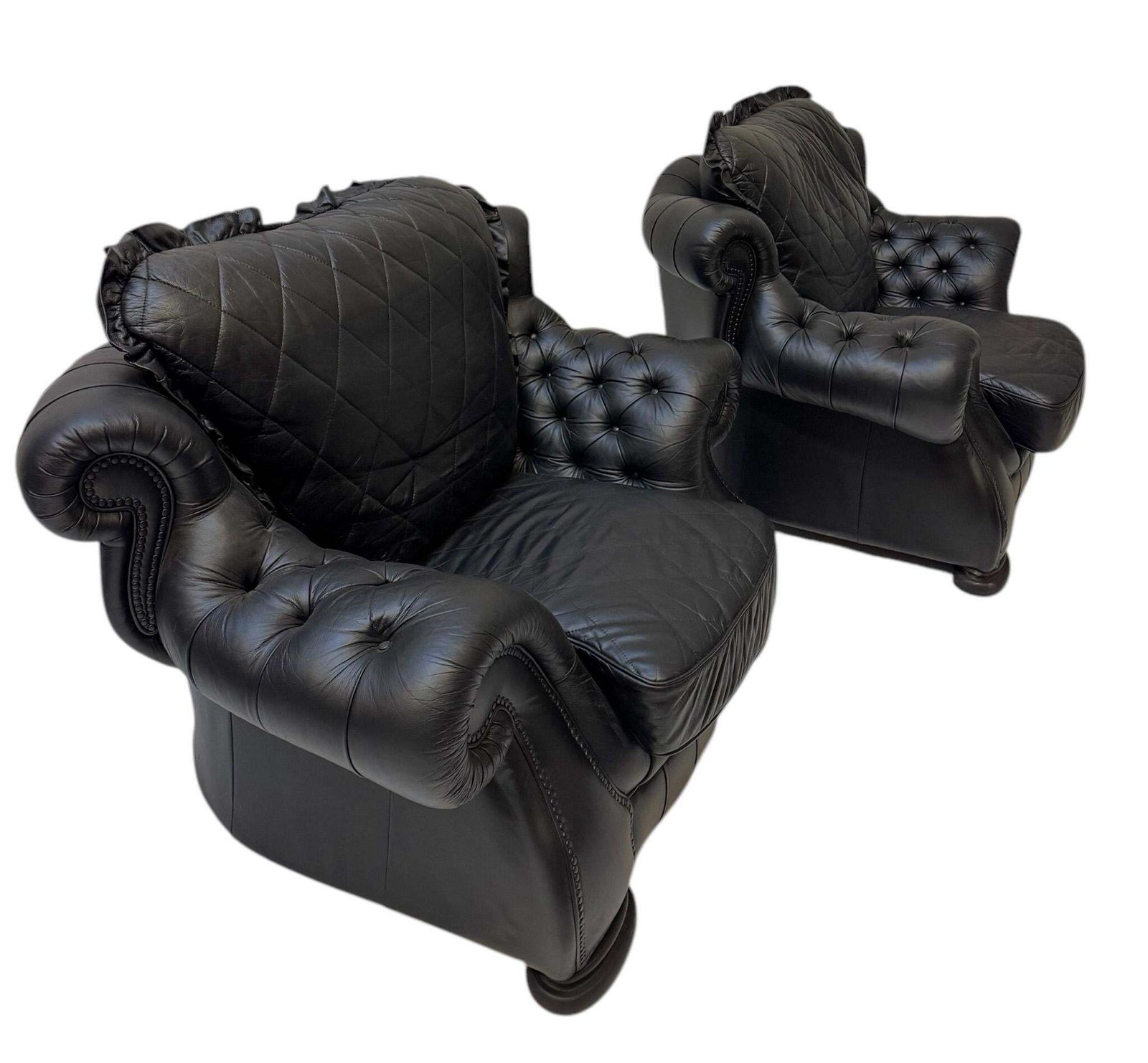 Two Extra Large Mid Century Modern Chesterfield Style Lounge Chairs, 1980s photo 4091.0