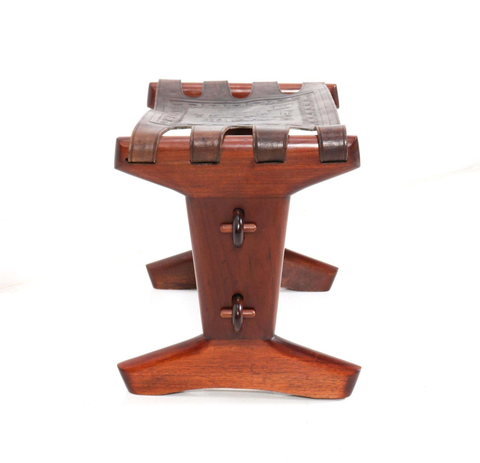 Walnut Mid Century Modern Stool By Angel Pazmino For Muebles De Estilo, 1960s photo vinterior