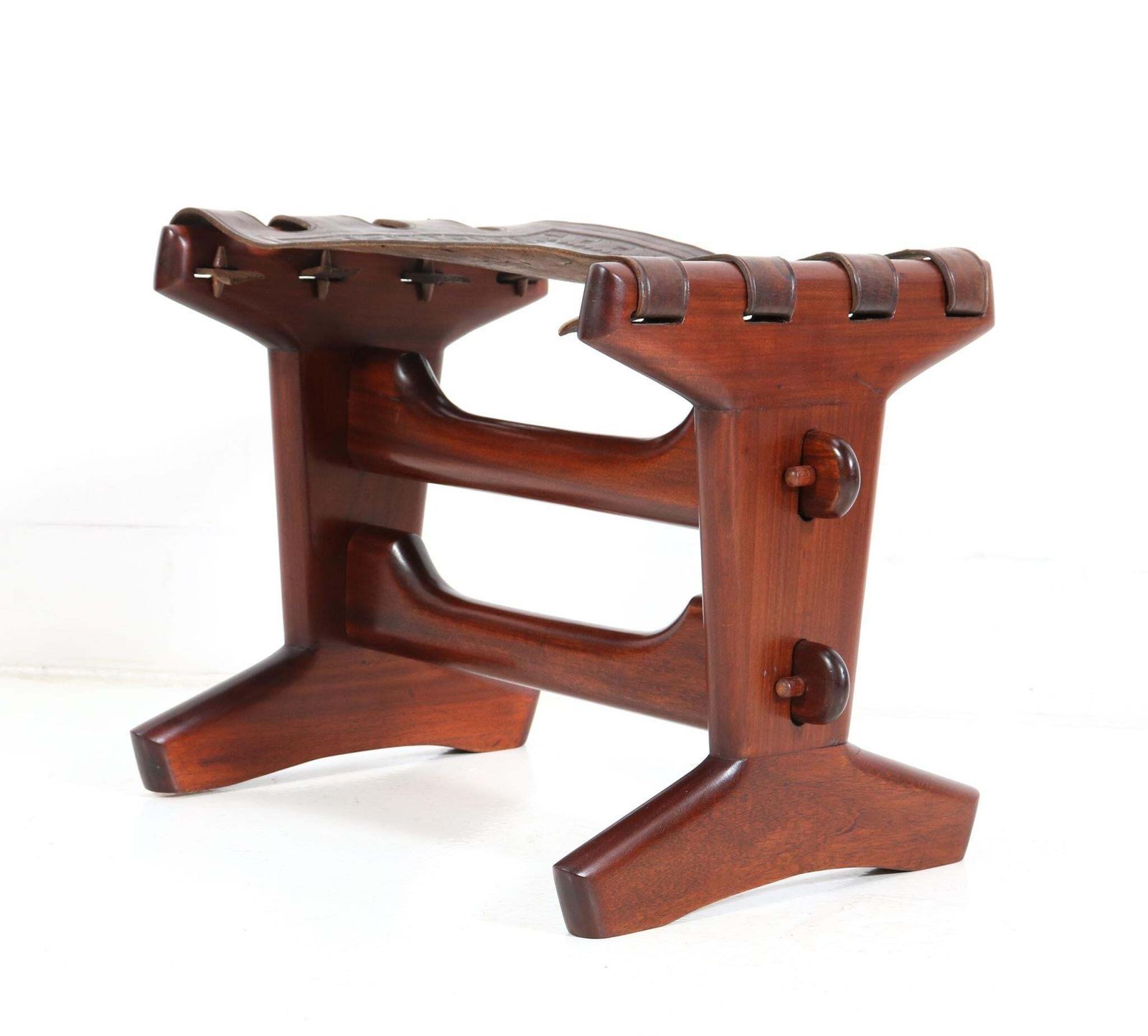 photo for sale Walnut Mid Century Modern Stool By Angel Pazmino For Muebles De Estilo, 1960s