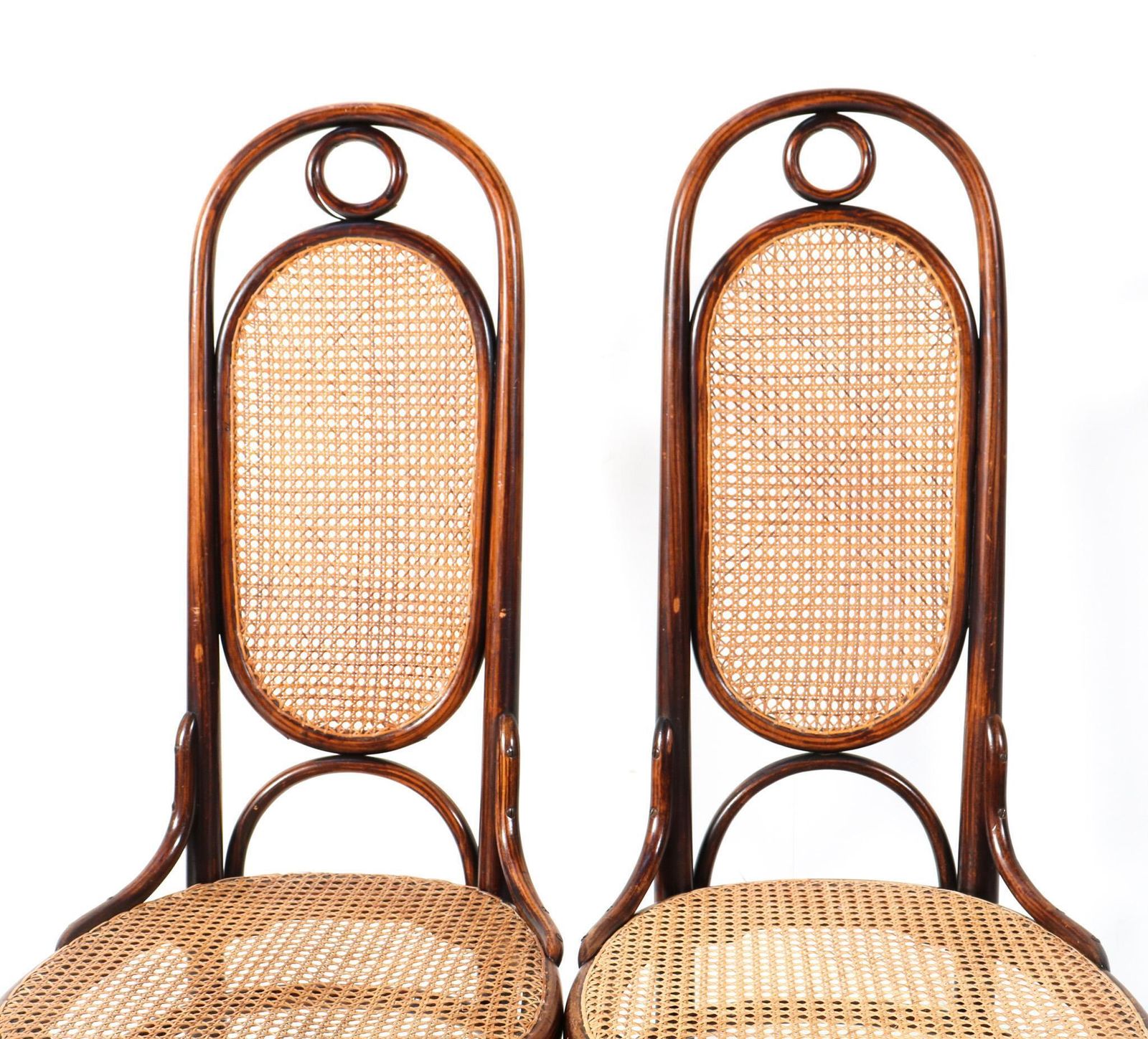 Pair Of Beech Art Nouveau High Back Chairs Model 17 By Michael Thonet, 1890s photo buy