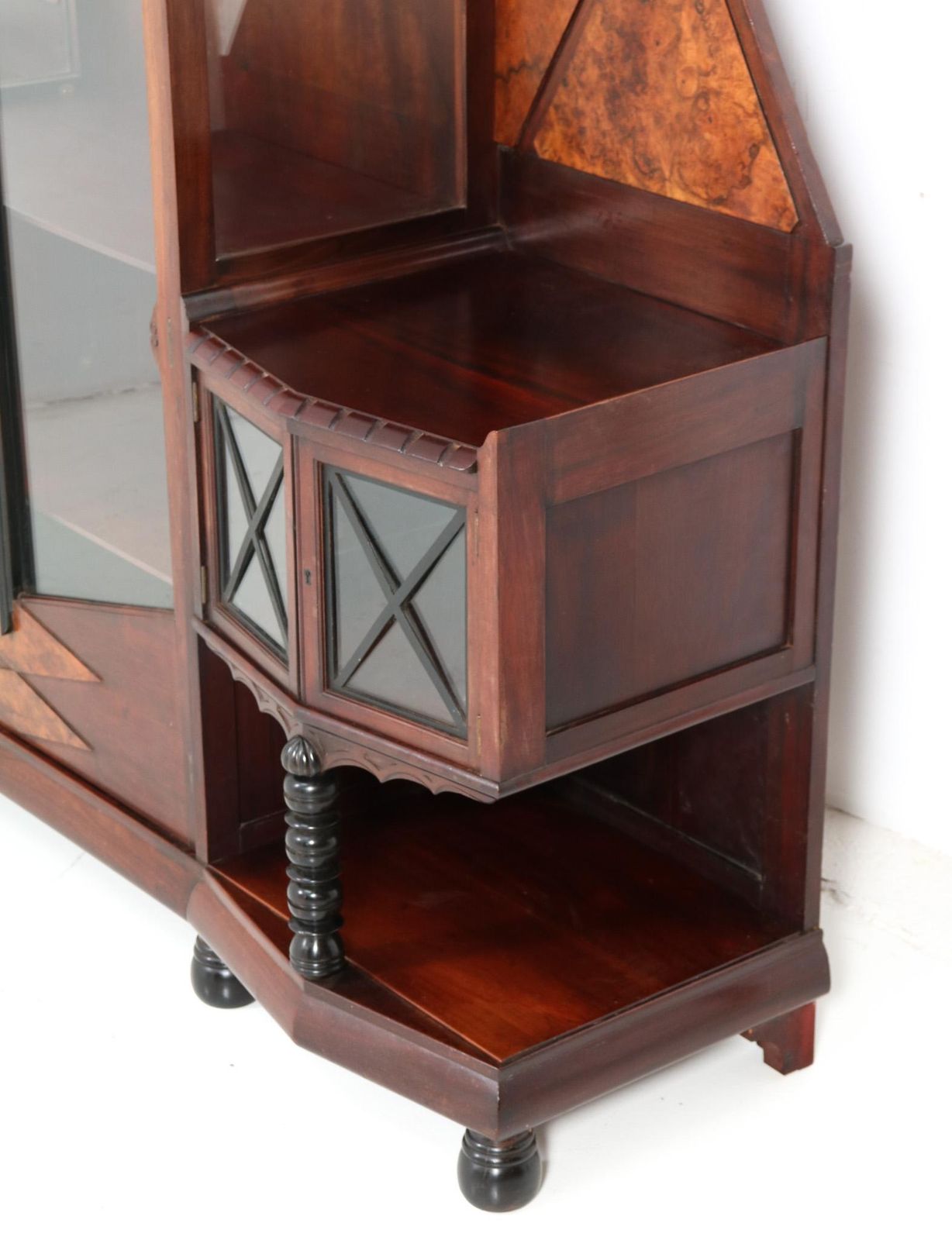 Walnut Art Deco Amsterdamse School Vitrine Or China Cabinet By Max Coini, 1920s photo buy