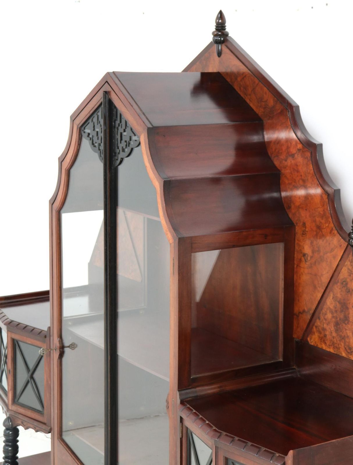 Walnut Art Deco Amsterdamse School Vitrine Or China Cabinet By Max Coini, 1920s photo vintage