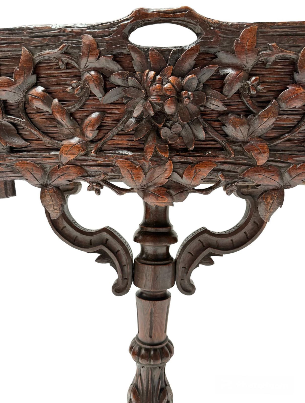 French Carved Fruitwood  Black Forest Planter Or Jardiniiere, 1880s photo vinterior
