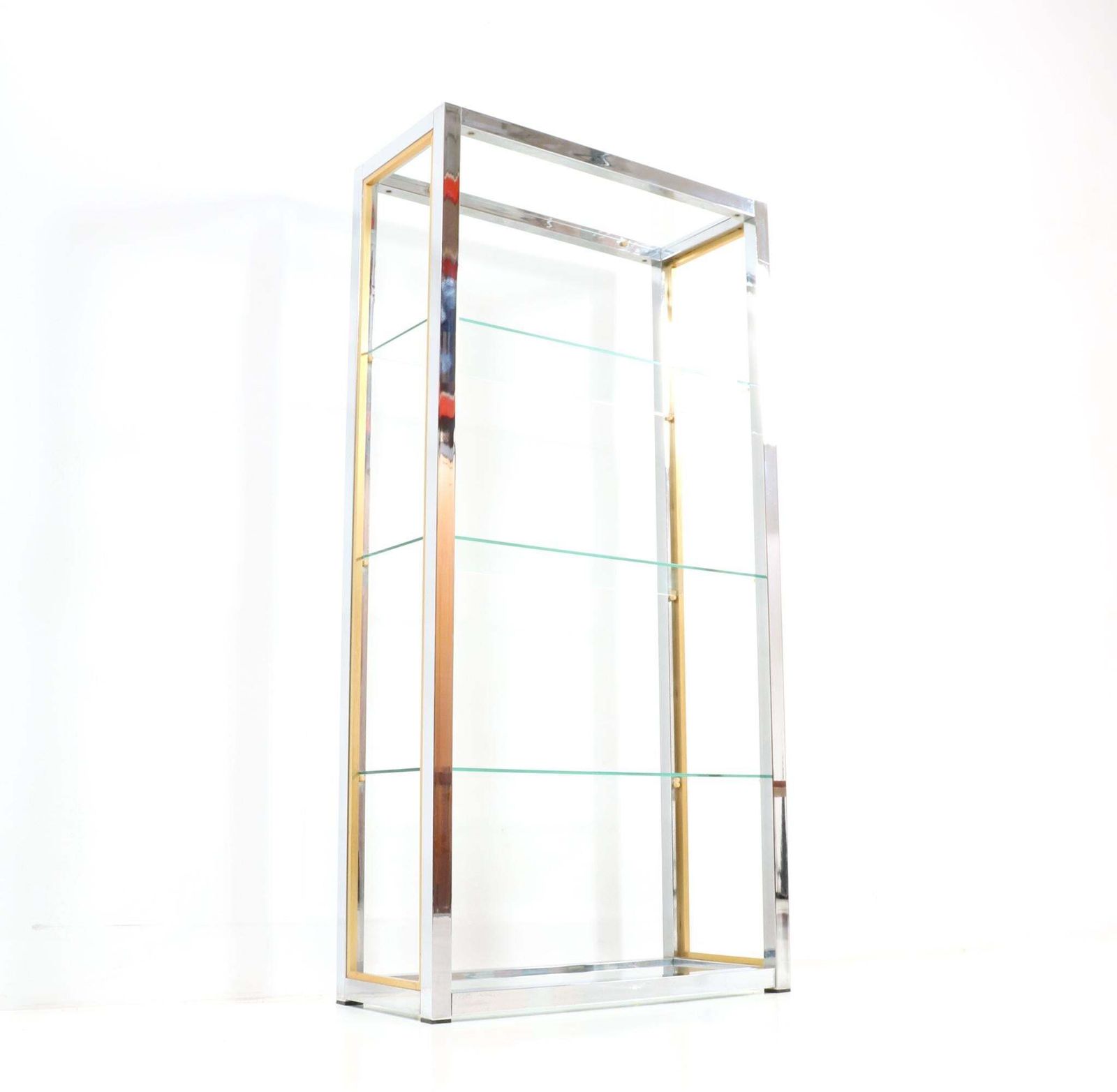 Hollywood Regency Italian Chrome And Brass Etagere By Renato Zevi, 1970s photo for sale