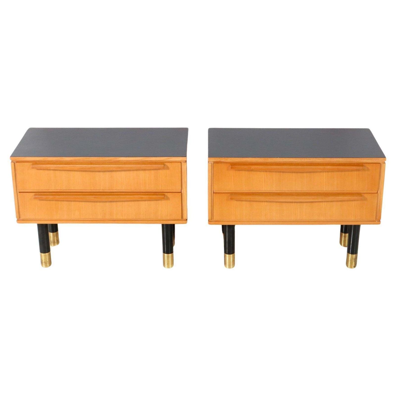 Pair Of Mid Century Modern Nightstands Or Bedside Tables, 1950s