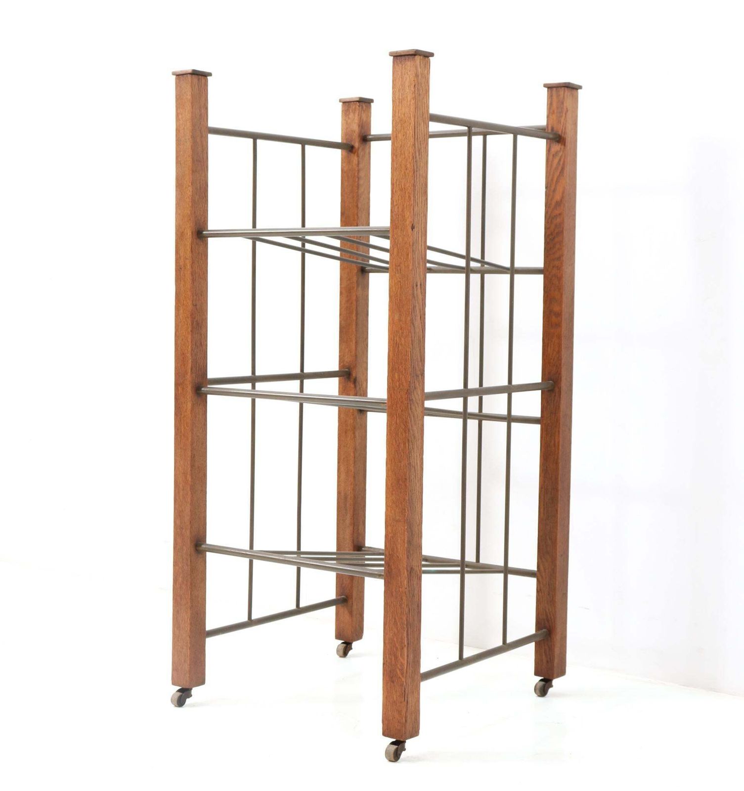 Extra Large Oak Art Deco Modernist Magazine Rack Or Stand, 1920s photo Home Decor