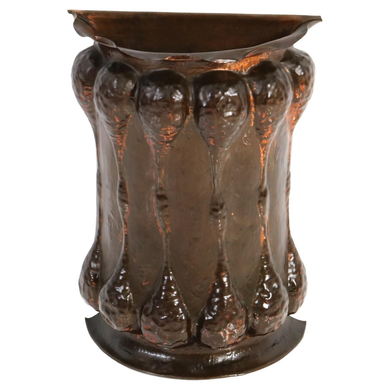 Patinated Brass Arts & Crafts Art Nouveau Umbrella Stand, 1900s