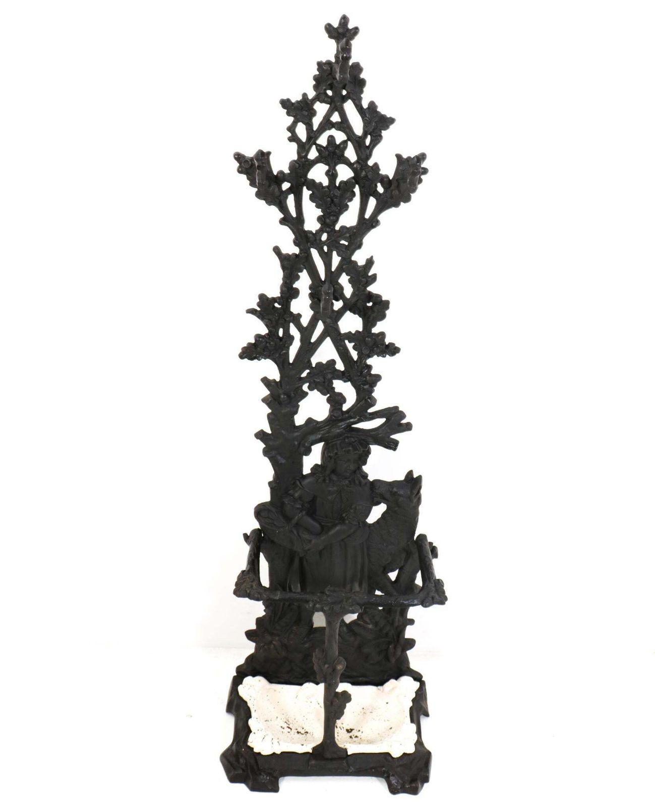 19th Century Cast Iron Red Riding Hood & The Wolf Porte Manteau Or Hall Stand photo Furniture