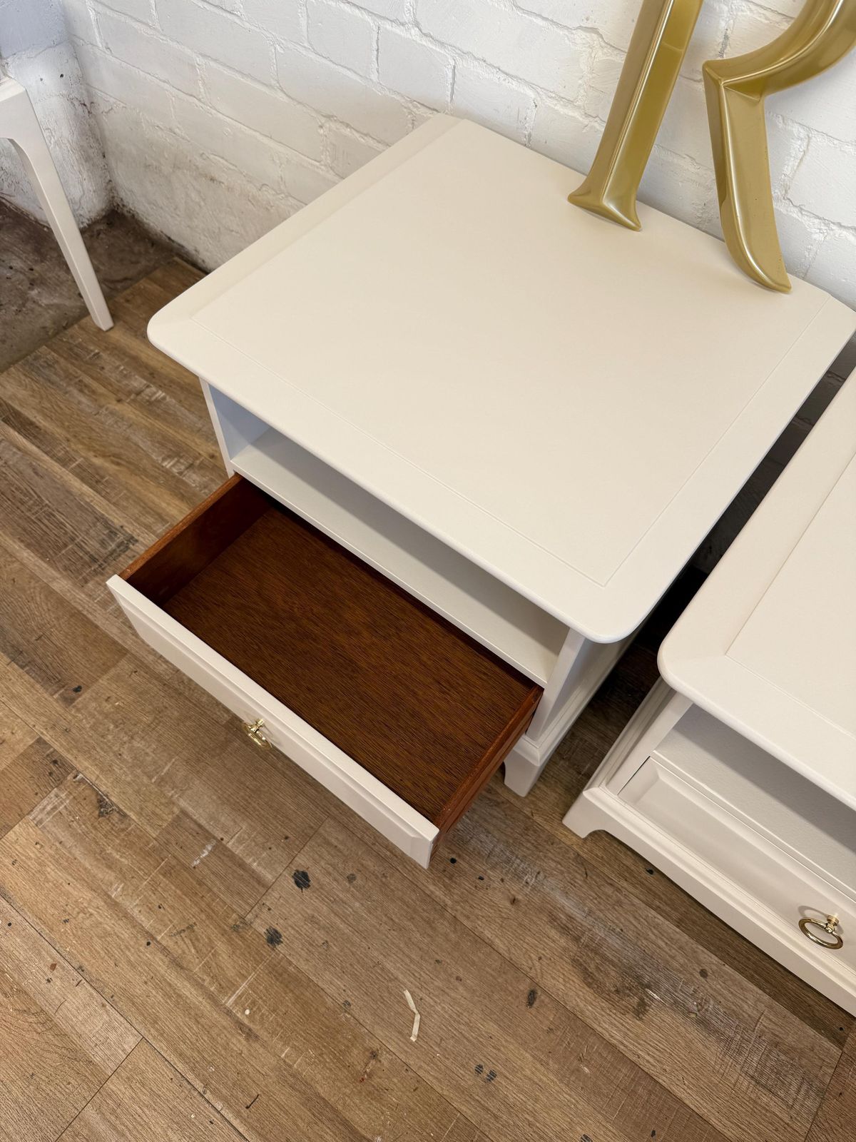 photo furniture Stag Minstrel Pair Of ‘ Cubby’ Bedsides, Nightstands Professionally Painted In Joa’s White Farrow & Ball
