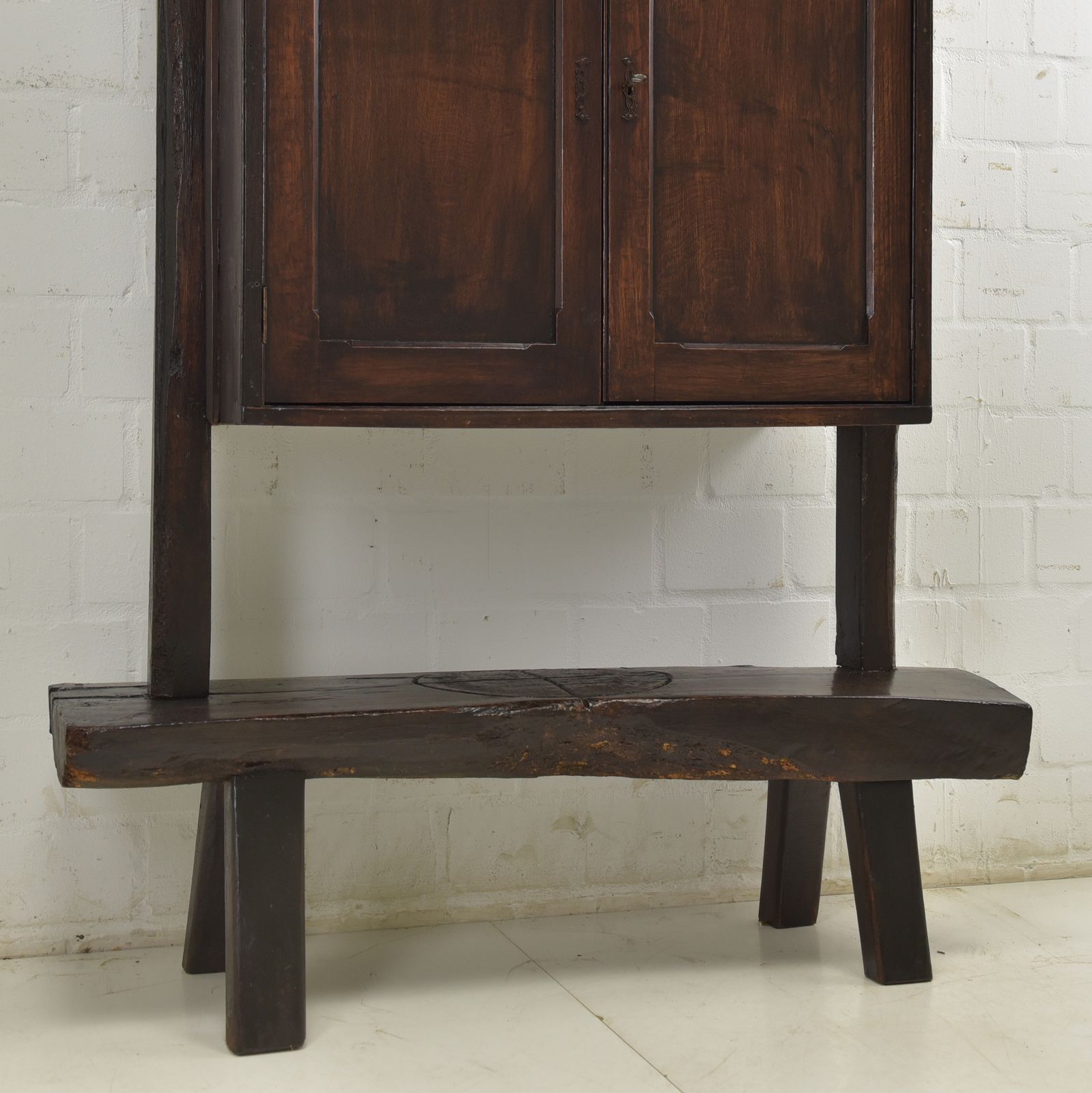 photo furniture Antique! Screw Press Cabinet Restored Oak Dresser Vertiko Bar Cabinet