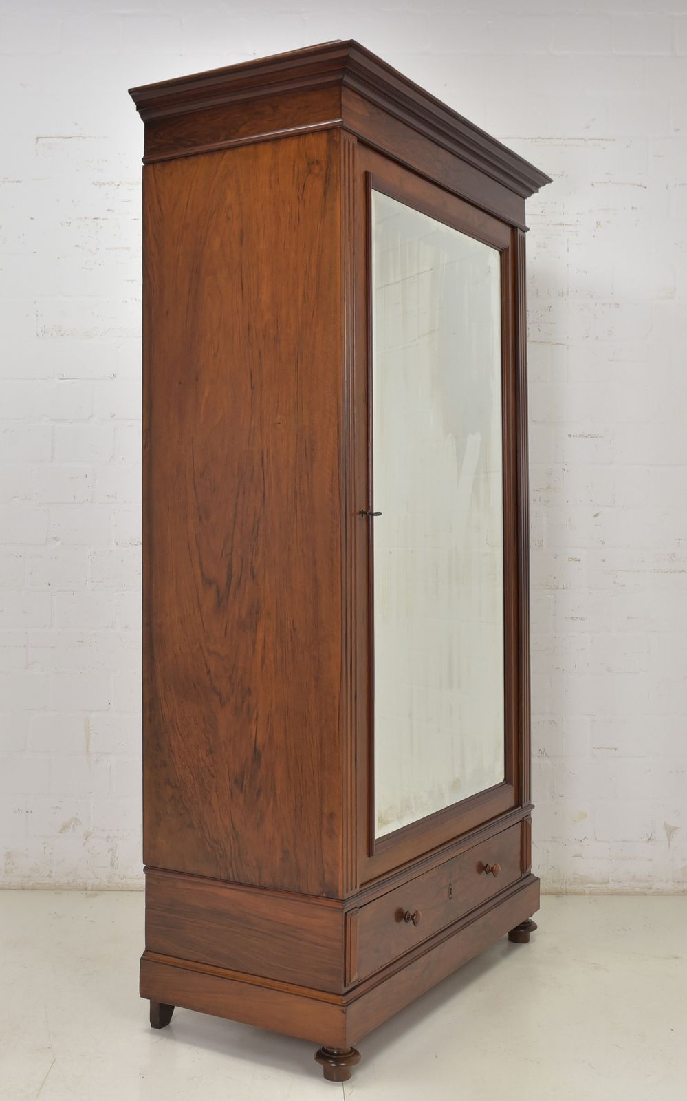 Furniture Antique! One Door Wardrobe Restored Wilhelminian Style Walnut Hall Cupboard photo