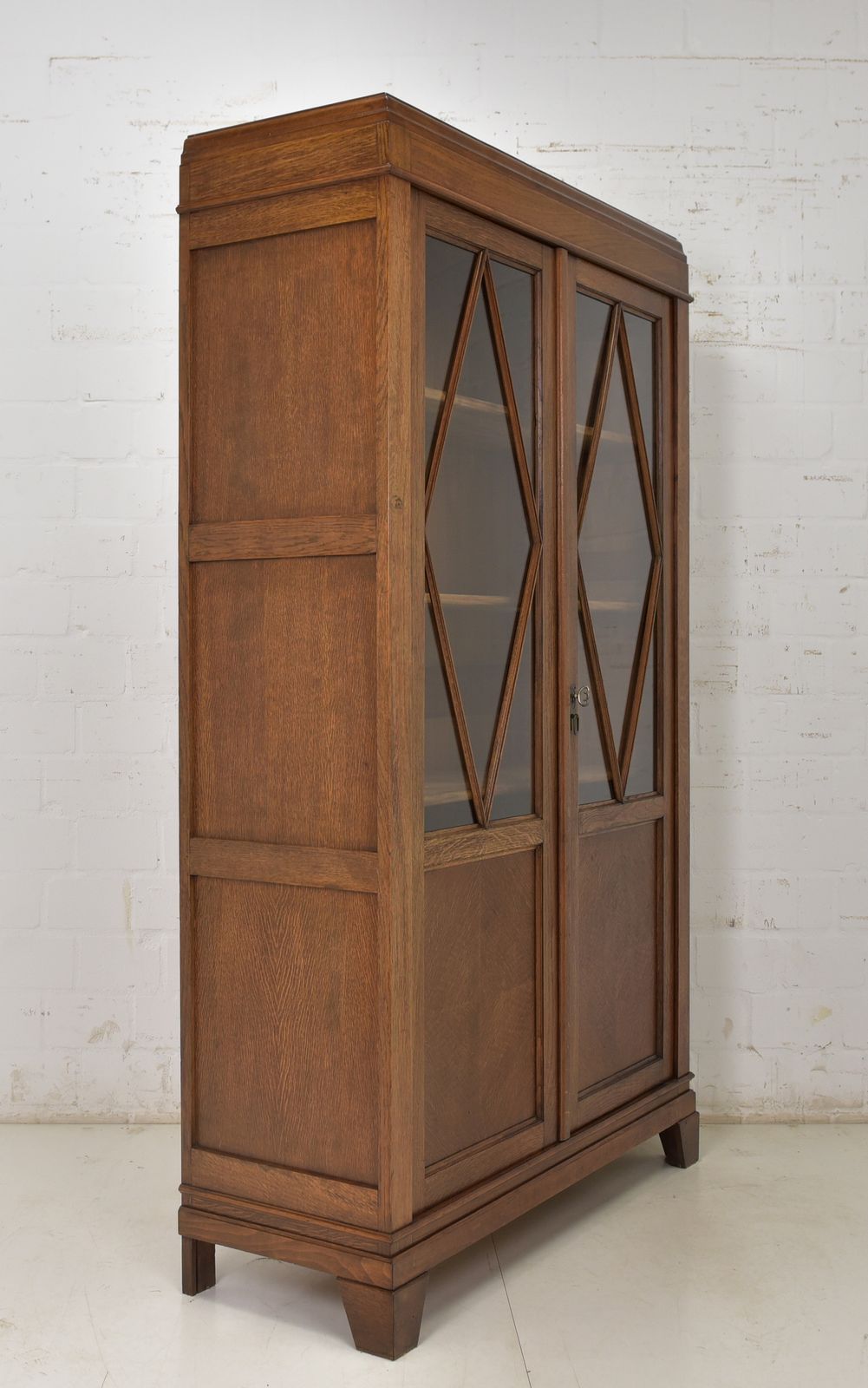 Furniture Antique! Bookcase Restored Art Deco / Bauhaus 1930 Oak Display Cabinet photo