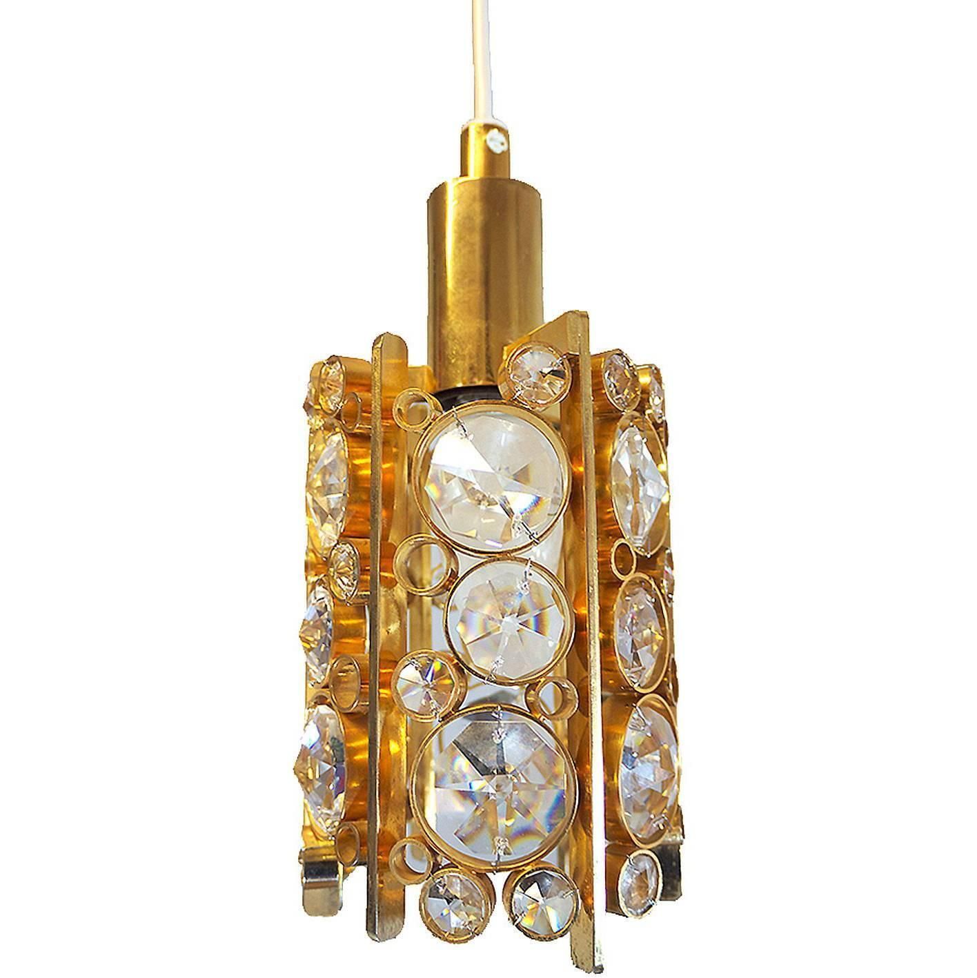 1960 Germany Palwa Petite Bubble Chandelier Crystal Glass & Gilt Brass