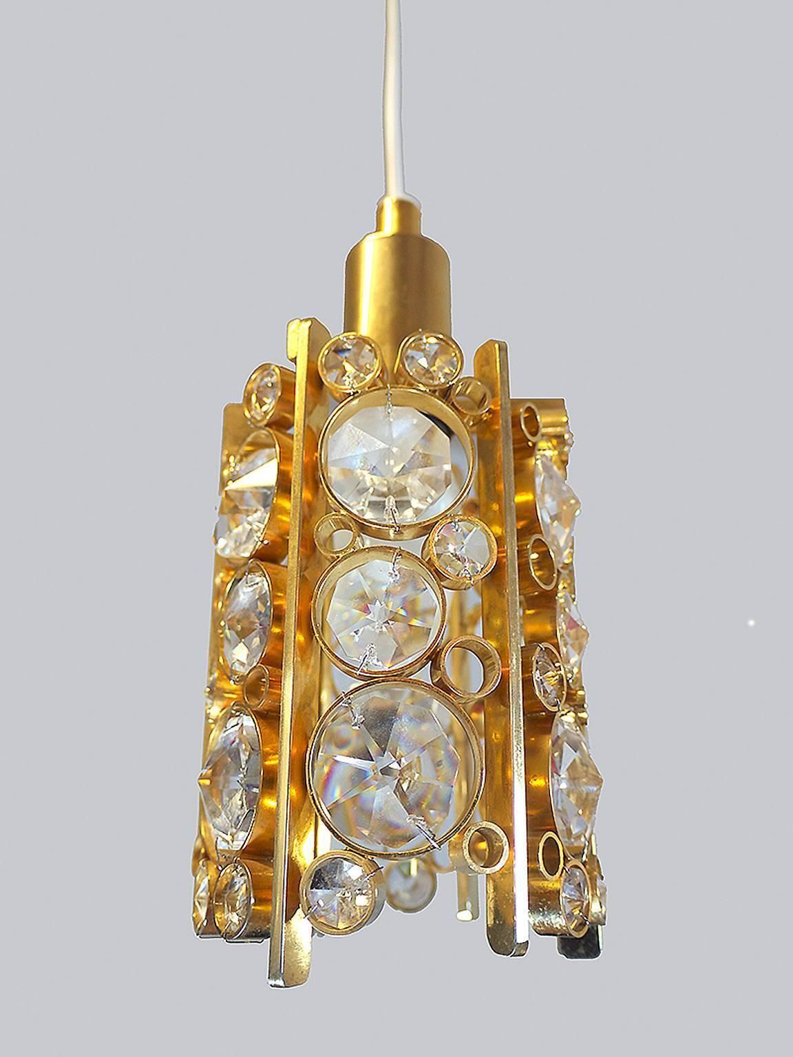 1960 Germany Palwa Petite Bubble Chandelier Crystal Glass & Gilt Brass photo furniture