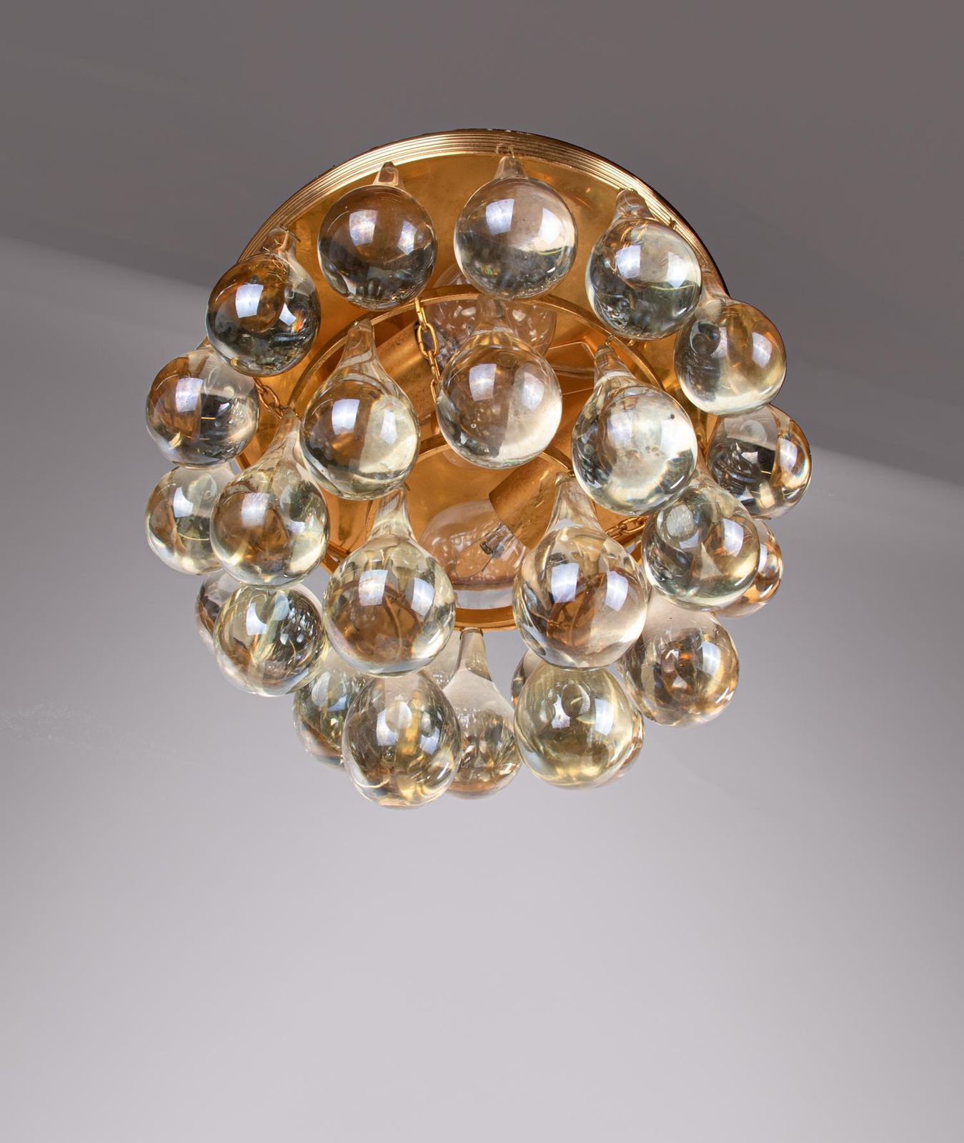 1 'Of 3' Small 1960 Germany Palwa Flush Mount Chandelier Murano Glass Tear Drop photo Lighting