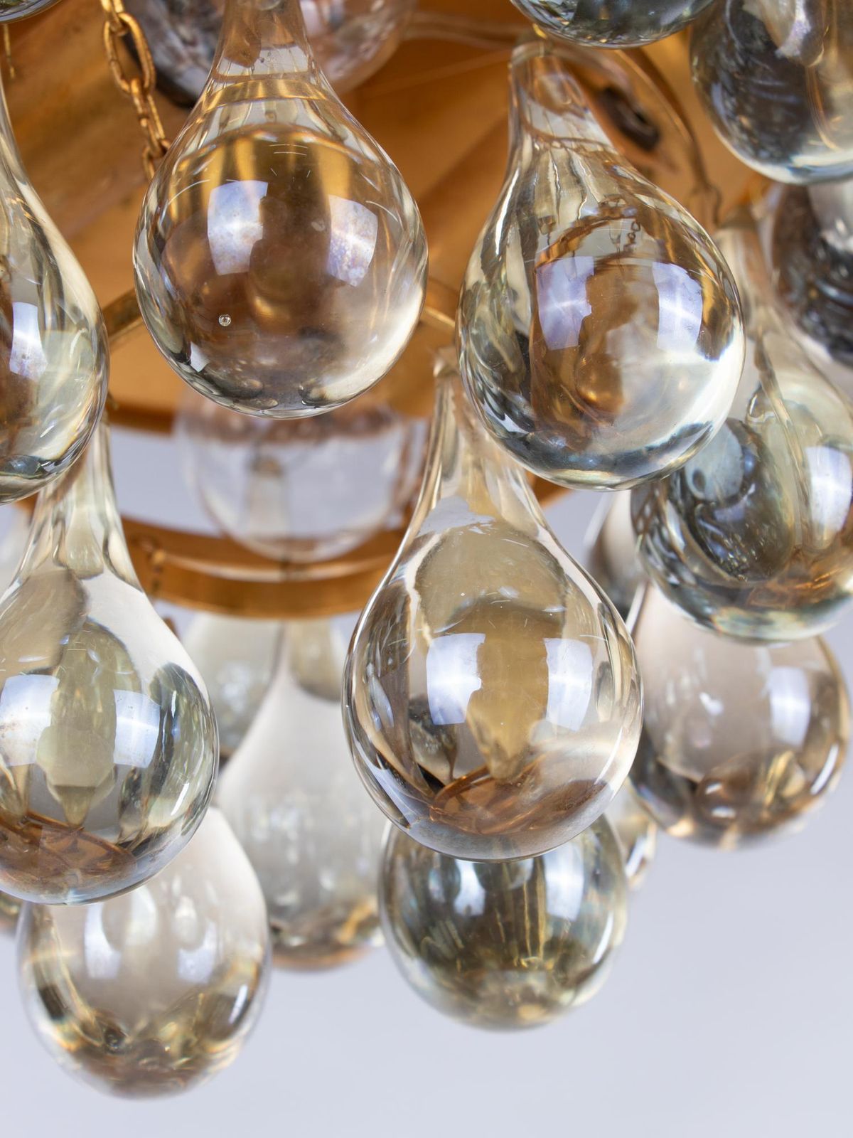 1 'Of 3' Small 1960 Germany Palwa Flush Mount Chandelier Murano Glass Tear Drop photo 1353.0