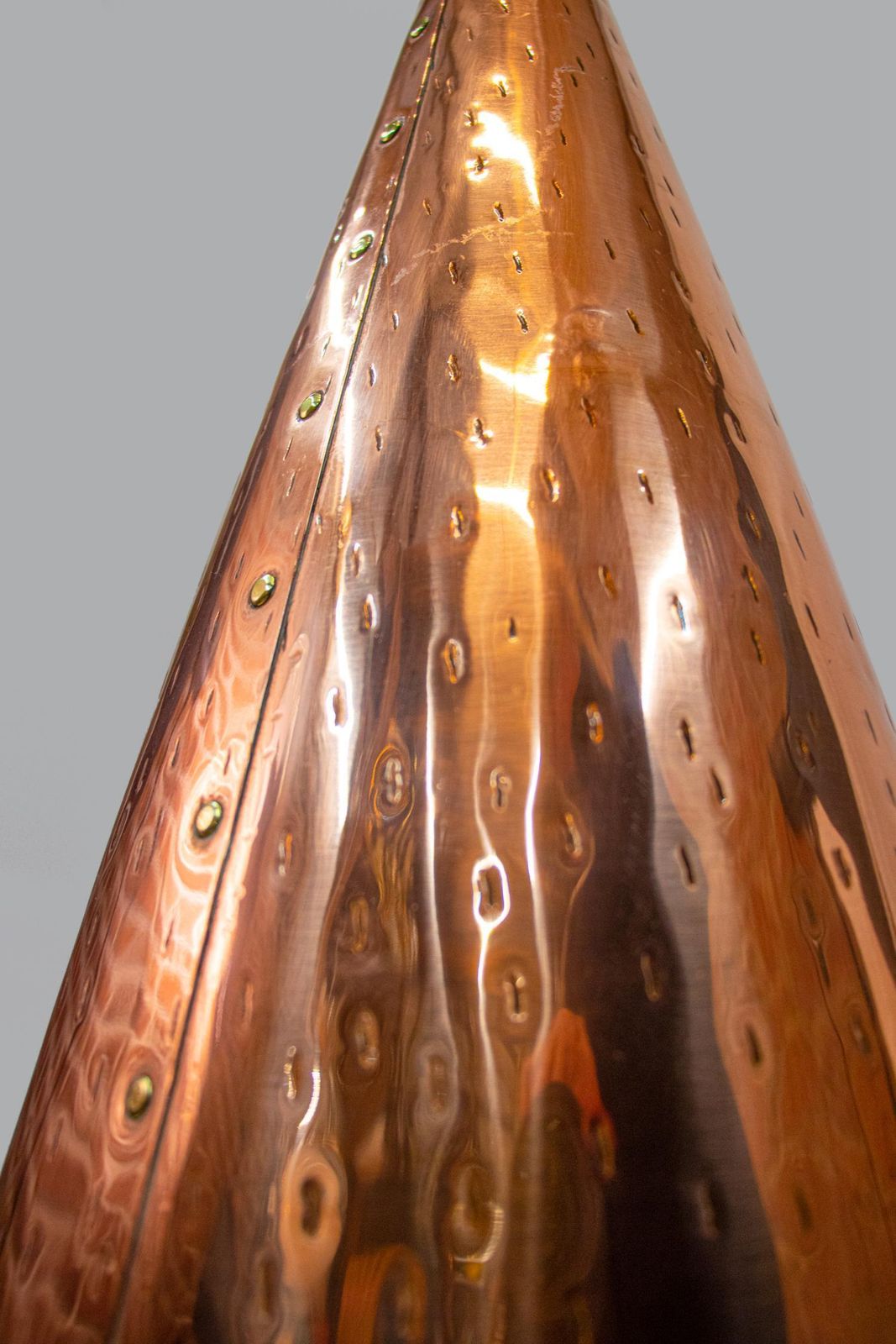 Pair Of Danish Hammered Copper Cone Pendant Lamps By E.S Horn Aalestrup, 1950s photo Lighting