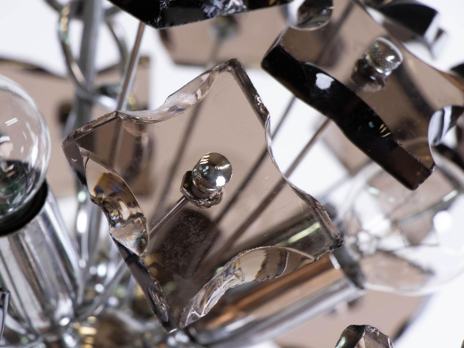photo furniture 1 (Of 2) 1960 Italy Fontana Arte Sputnik Chandelier Smoked Murano Glass & Chrome