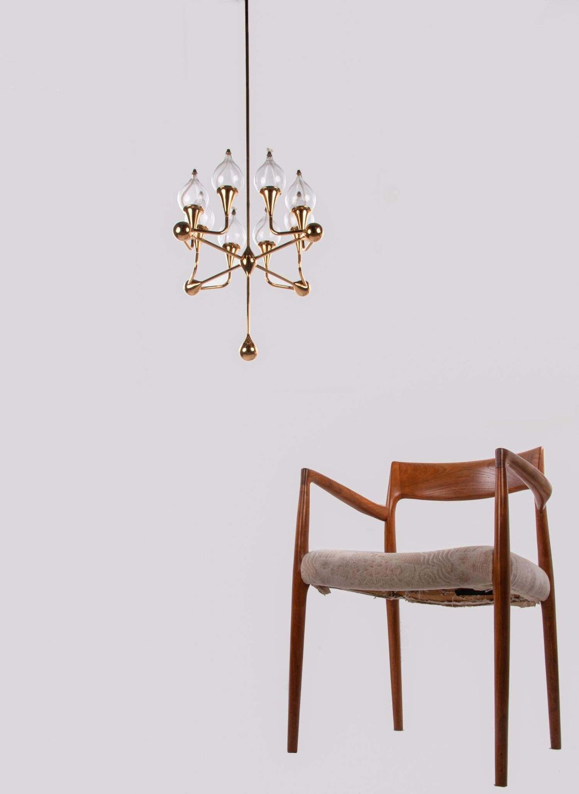 Mid Century Gold Plated Oil Candelabra Chandelier By Freddie Andersen, 1970s photo for sale