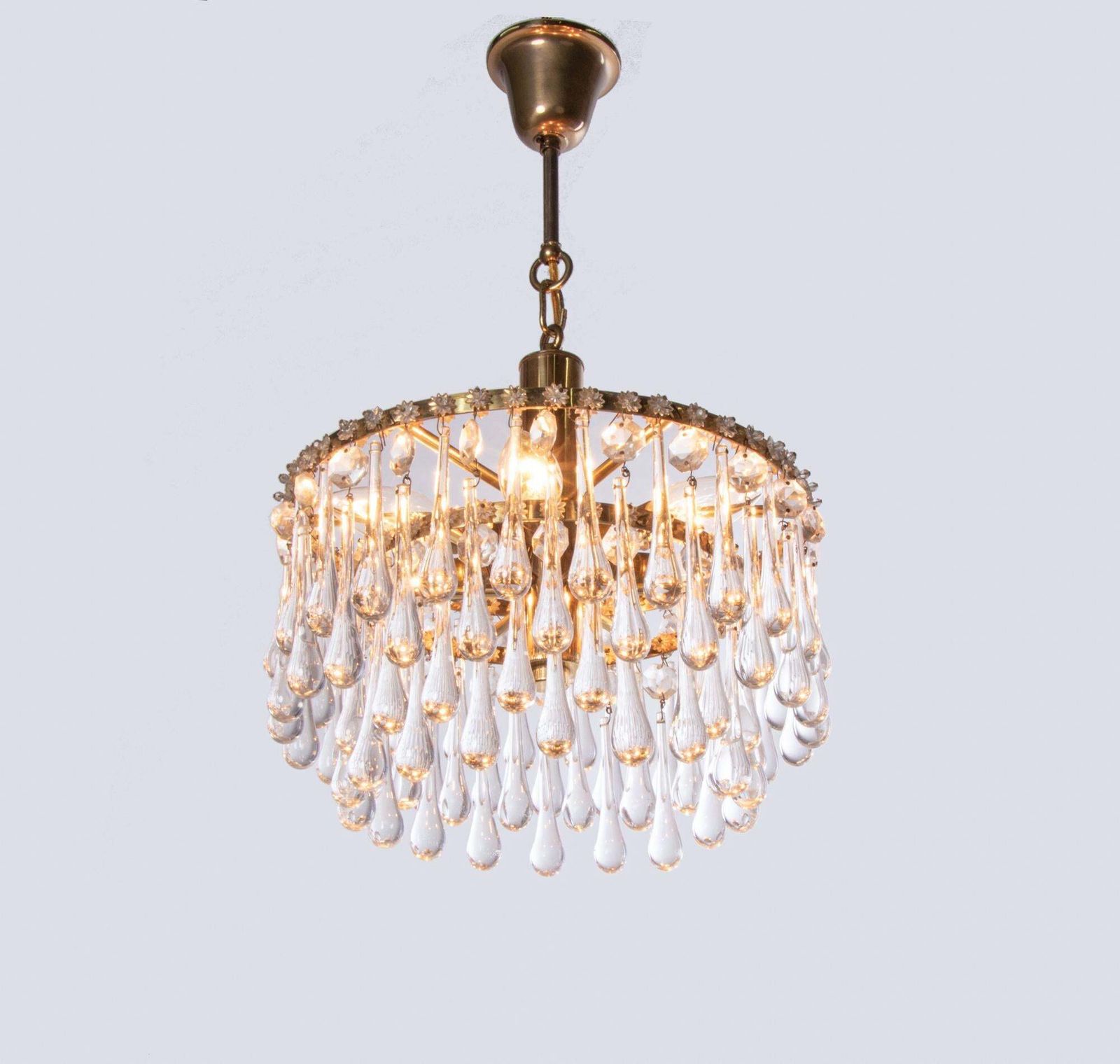 Vintage Teardrop Chandelier Crystal Glass & Brass, 1960s photo furniture