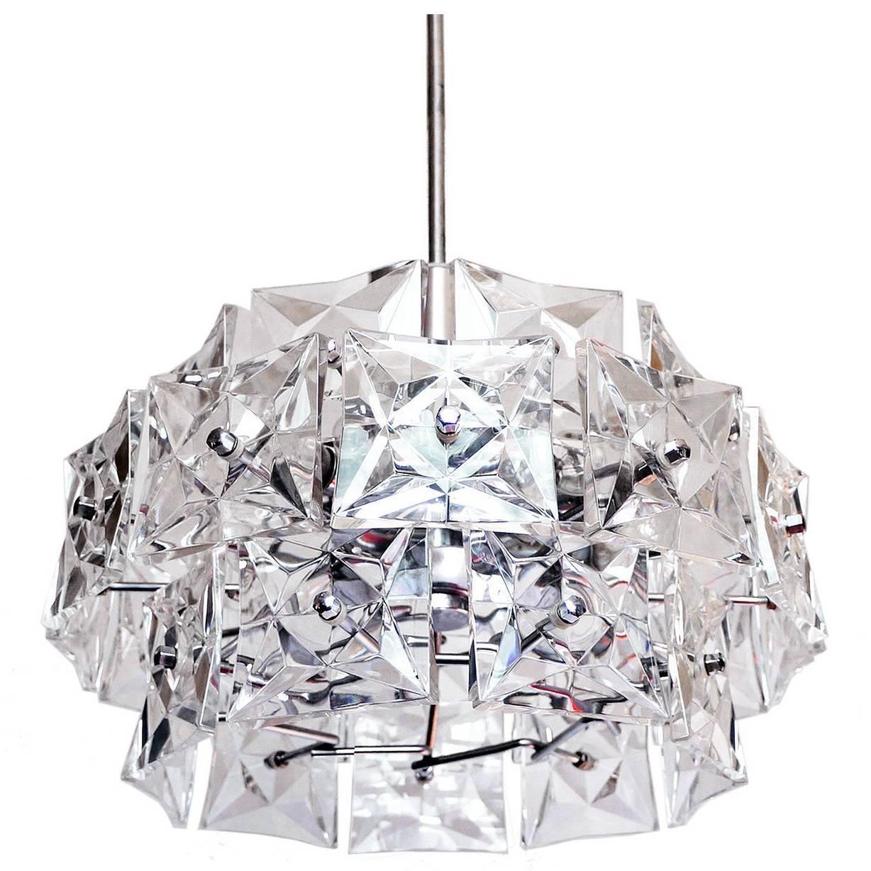 Design Chandelier Crystal & Chrome By Kinkeldey, Germany, 1960s