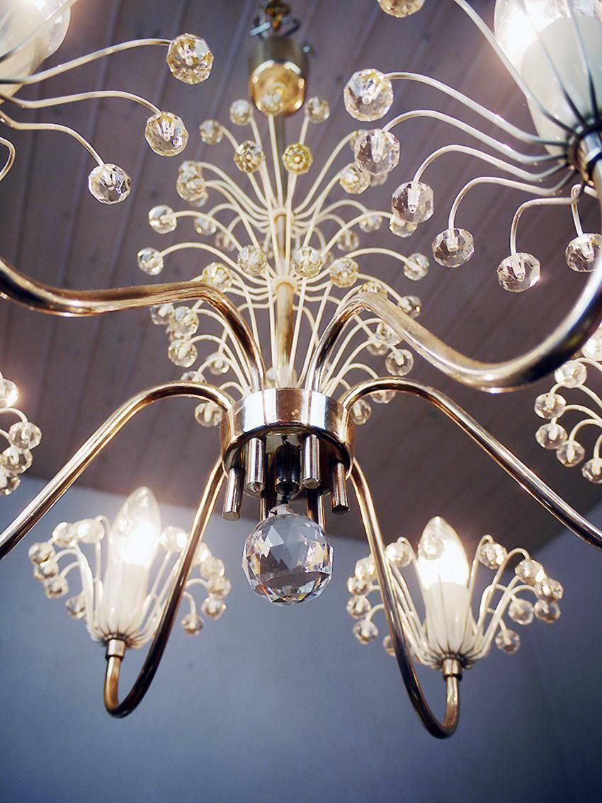 Pyra Chandelier Crystal & Brass By Emil Stejnar For Rupert Nikoll, Austria 1950 photo for sale