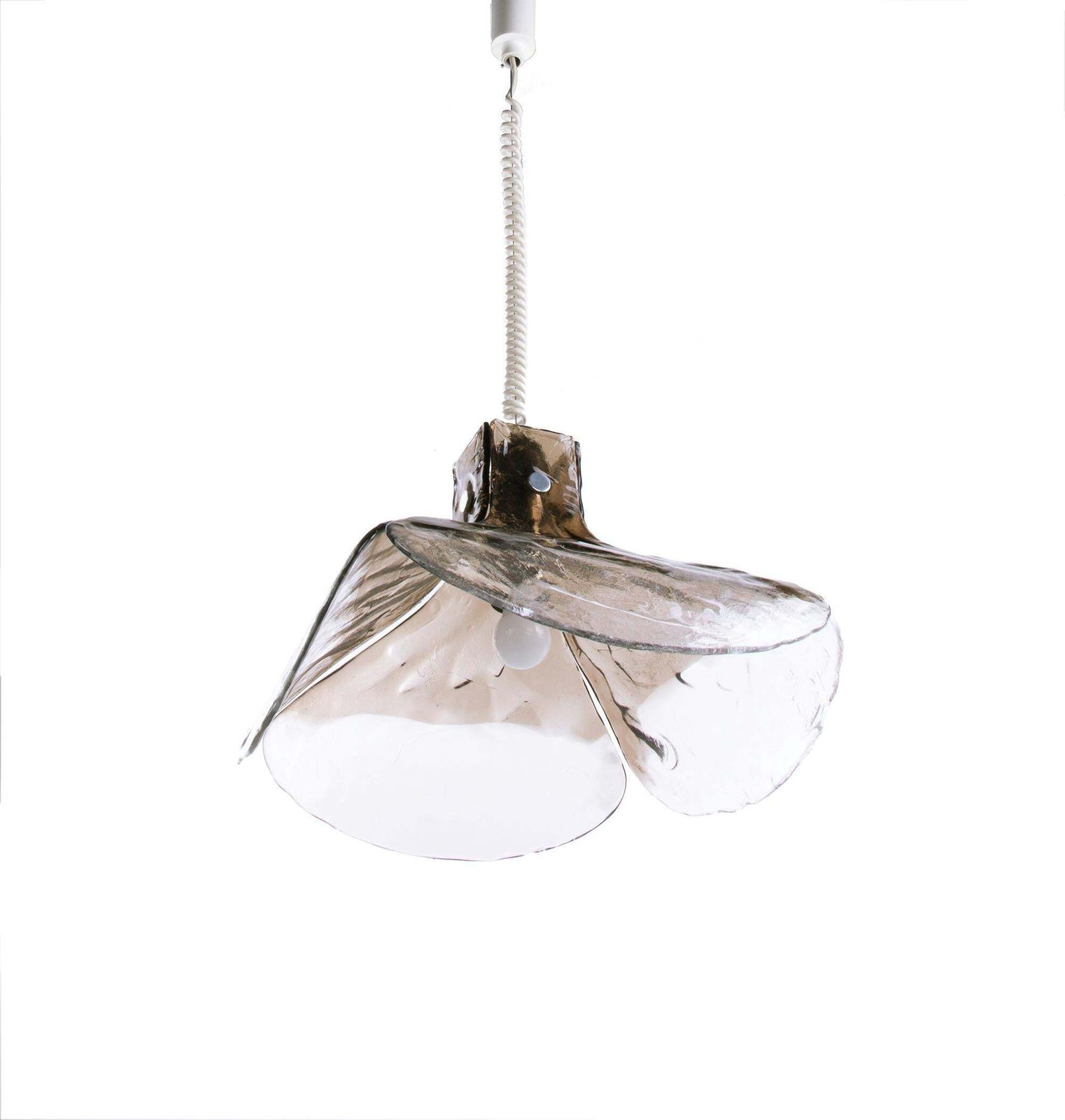 1960 Italy Mazzega Tulip Pendant Lamp Smoked Murano Glass By Carlo Nason photo for sale
