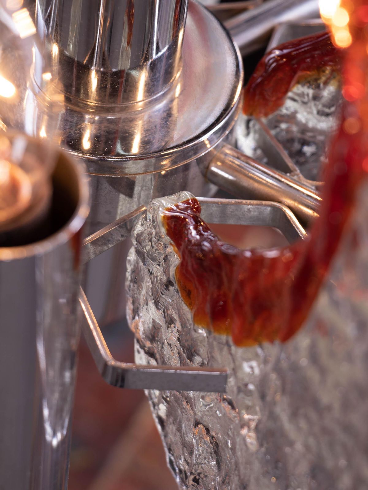 1960 Italy Mazzega Pendant Lamp Murano Glass & Chrome By Carlo Nason photo buy