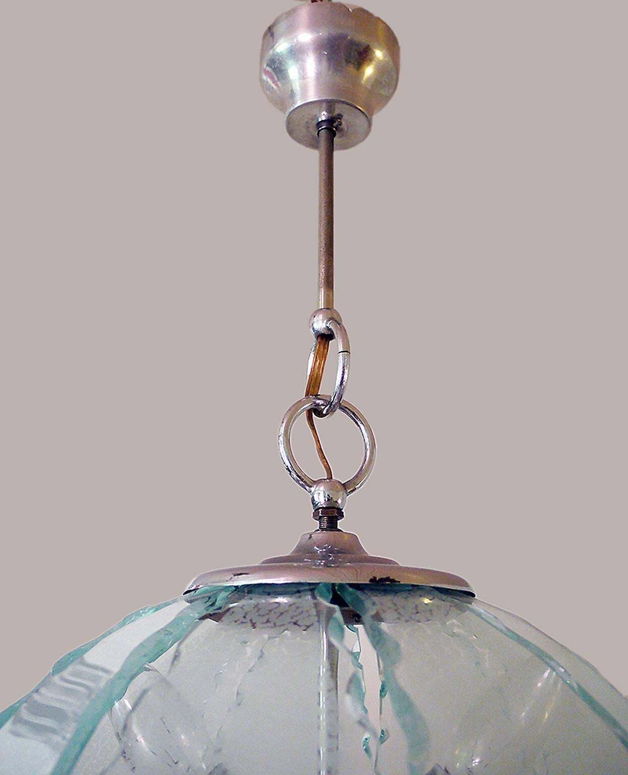 1970 Italy Fontana Arte Chandelier O4 Zero Quattro Murano Glass & Chrome photo Lighting