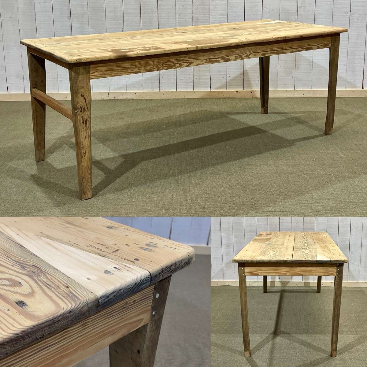 19th Century Farmhouse Table In Raw Fir And Chestnut