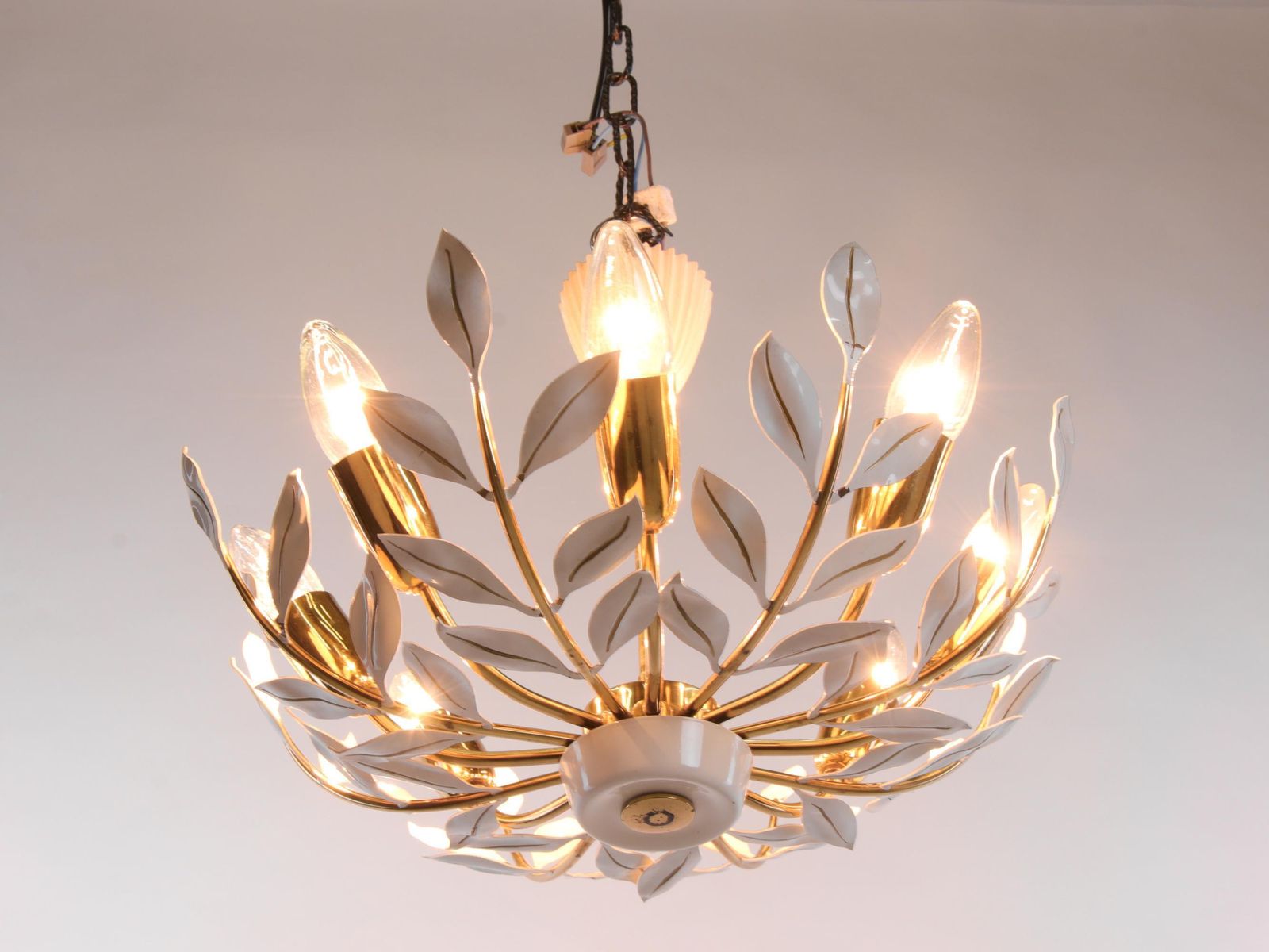Elegant Floral Ceiling Lamp By Vereinigte Werkstätten, Germany, Munich 1950s photo for sale
