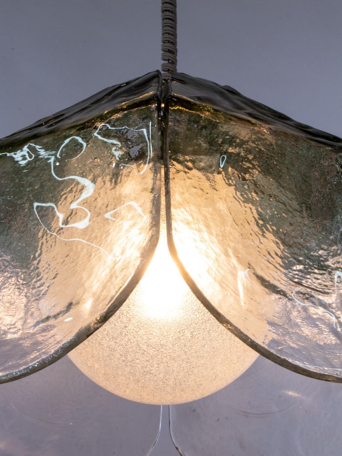 Mazzega Tulip Pendant Lamp Green & Clear Murano Glass By Carlo Nason Italy 1960s photo 2126.0