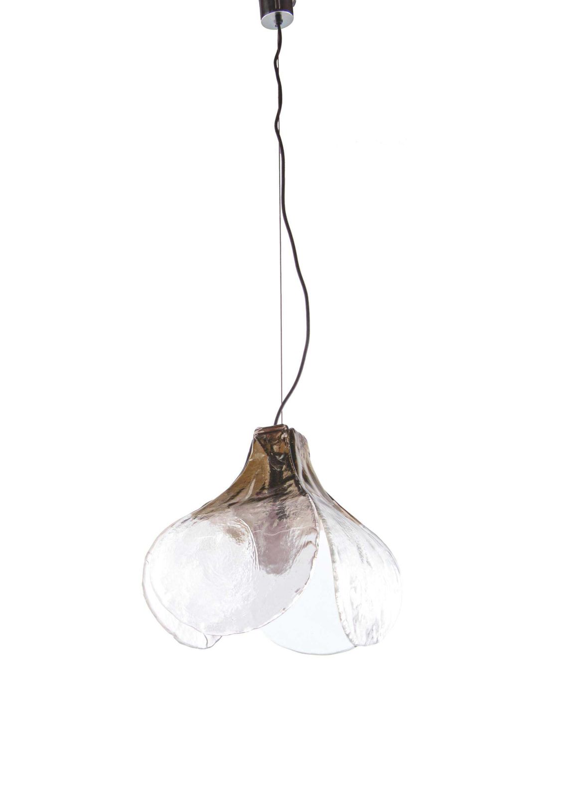 1 'Of 3' Mazzega Tulip Pendant Lamp Amber & Clear Murano Glass Carlo Nason Italy photo furniture