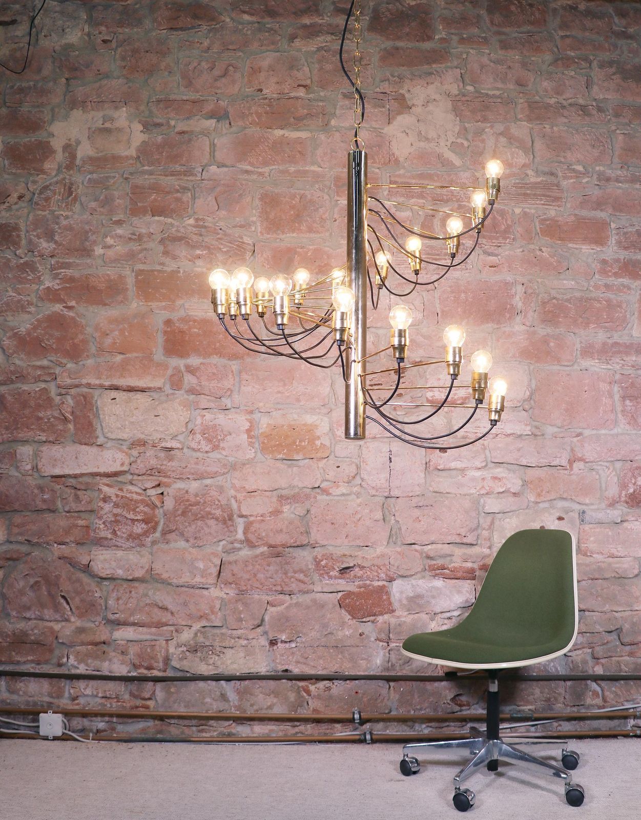 Spiral Brass Chandelier Designed In Italy By Gino Sarfatti, 1950s photo 2281.0