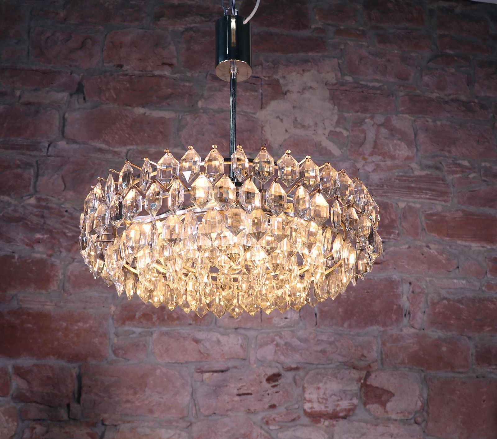 Vienna Bakalowits & Sons Large Chandelier Crystal & Silver Plated photo for sale