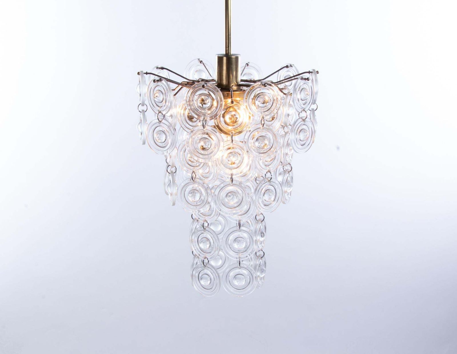 photo furniture 1960 Italy Gaetano Sciolari Chandelier Crystal Lens & Brass
