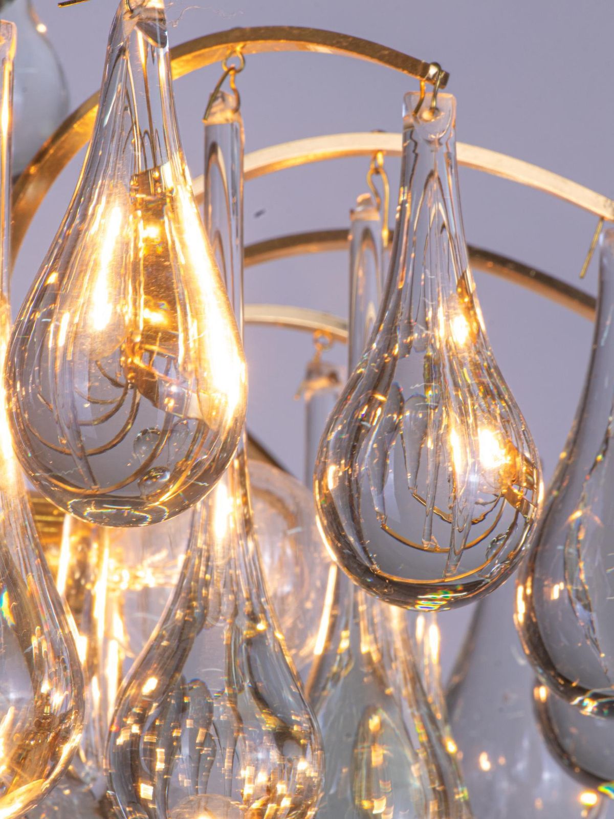 photo furniture Palwa Teardrops Chandelier Murano Glass  & Gilt Brass, Germany, 1960s