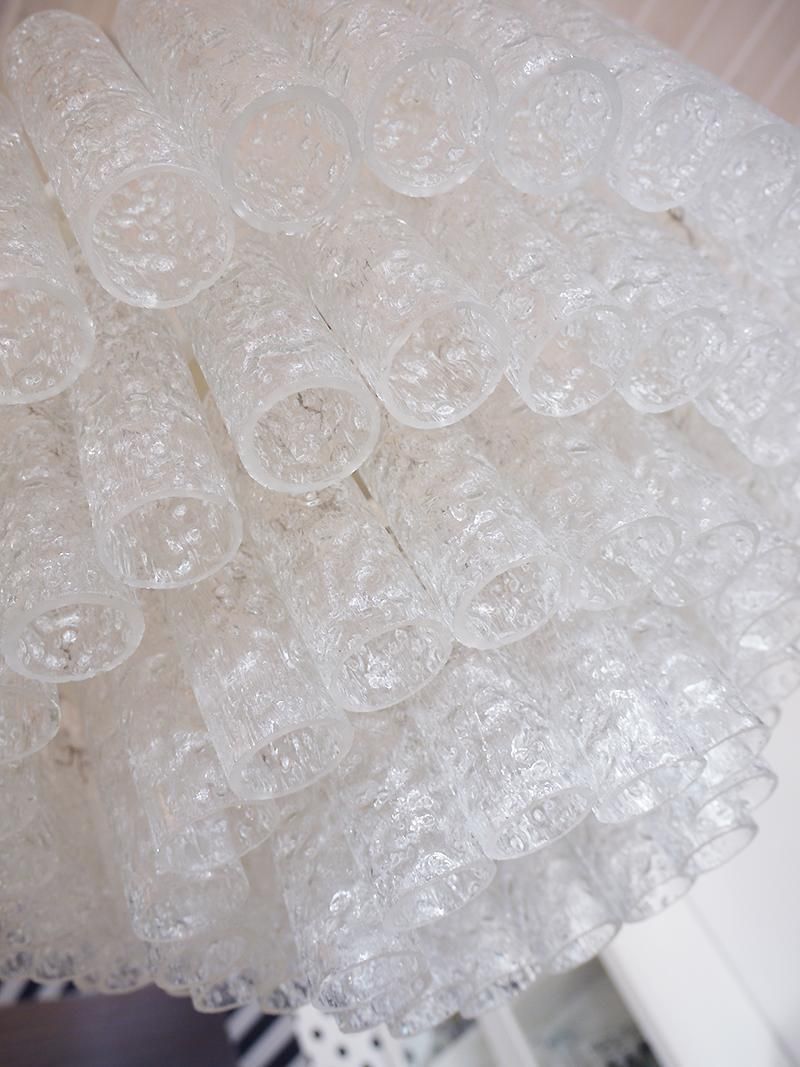 1 ’Of 2’ Cascading Doria 20" Murano Chandelier Iced Glass Tubes, Germany 1960s photo for sale
