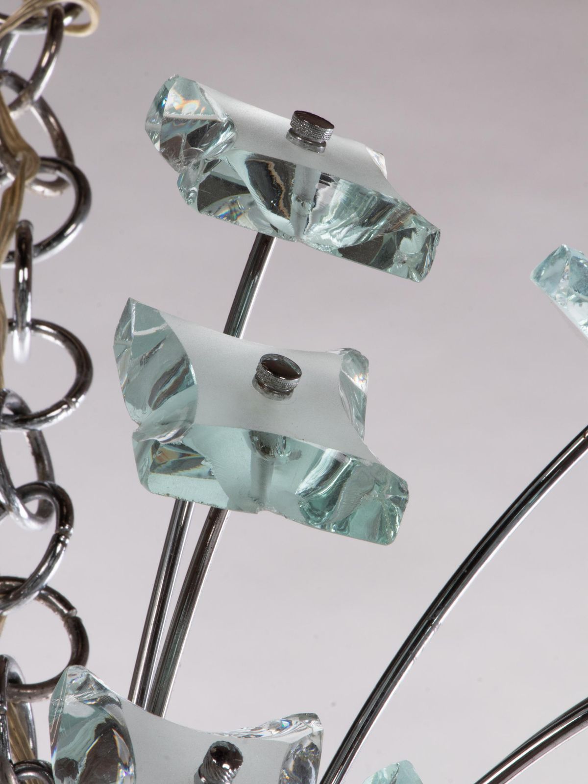 1970 Italy Fontana Arte Sputnik Chandelier Turquoise Glass & Chrome photo vintage