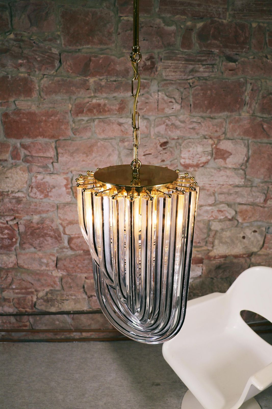 Triedri Curvati Murano Glass Chandelier By Carlo Nason For Venini, Italy photo buy