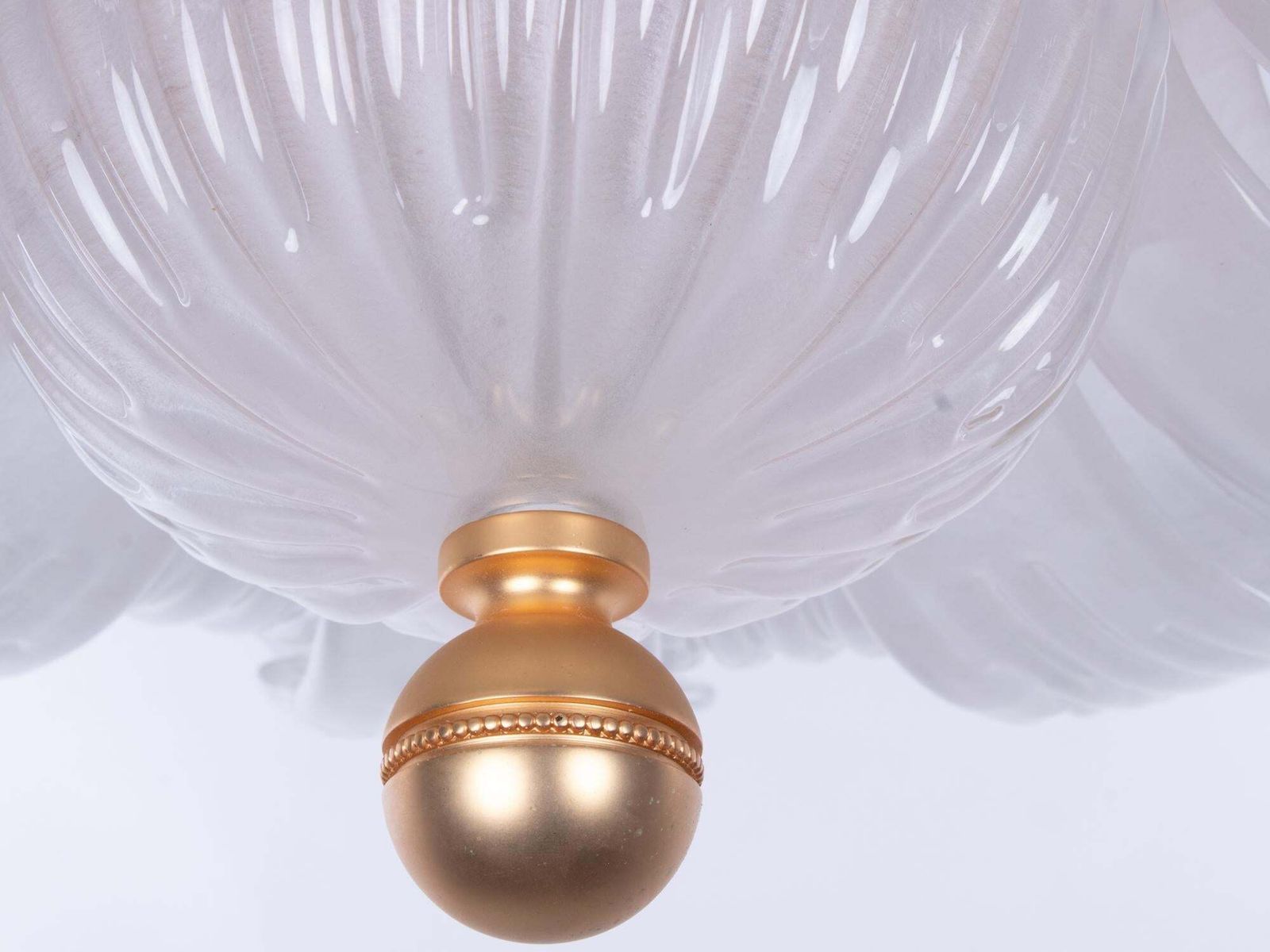 Murano Satin 25.6" Flush Mount Glass & Brass Chandelier, Barovier & Toso, Italy photo 3789.0