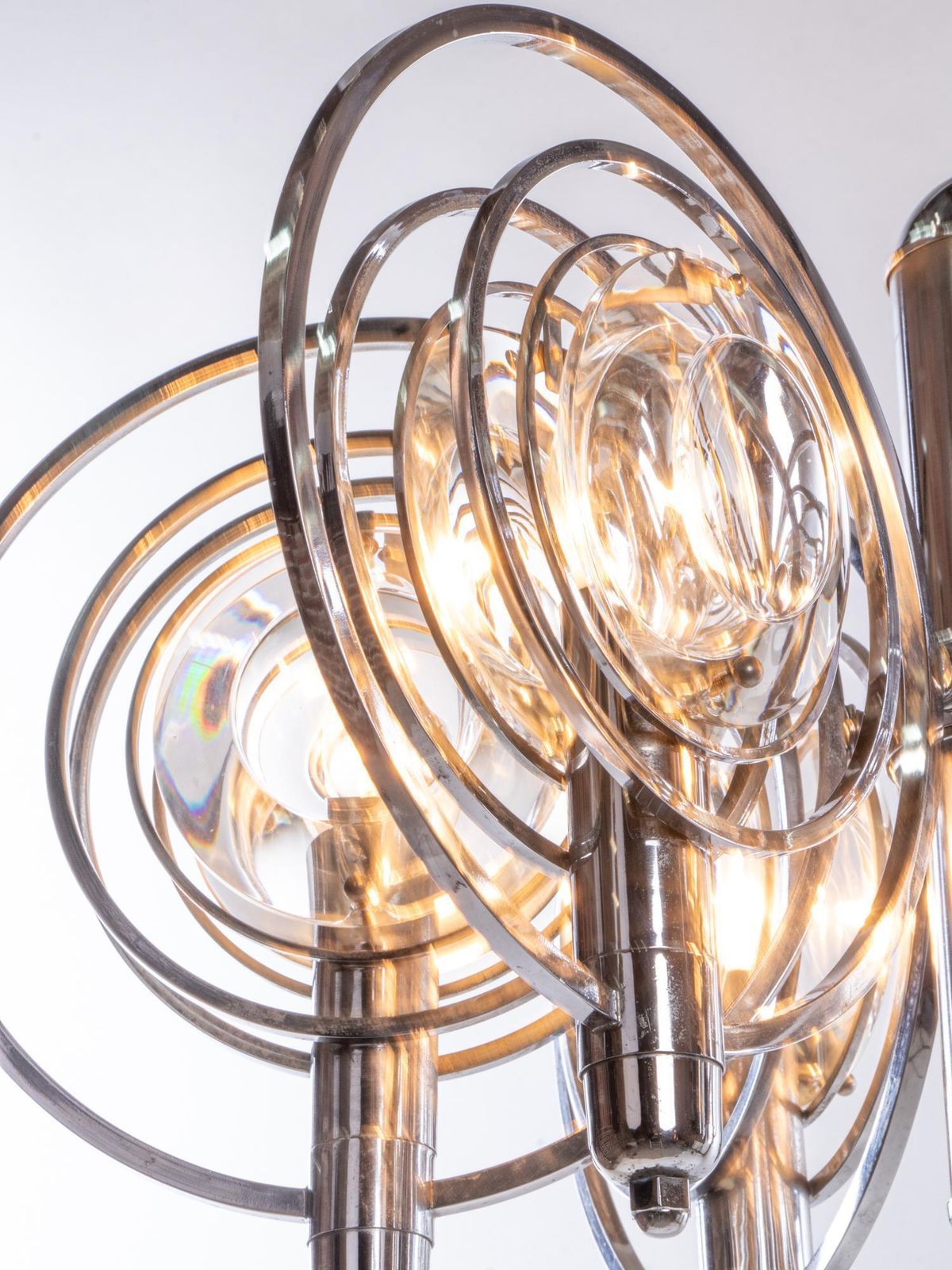 Oscar Torlasco Optical Lens Chandelier By Stilkronen, Italy, 1970s photo Lighting