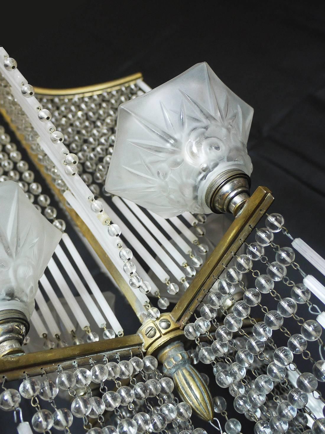 French Art Nouveau Chandelier By Lorrain / Daum photo Lighting