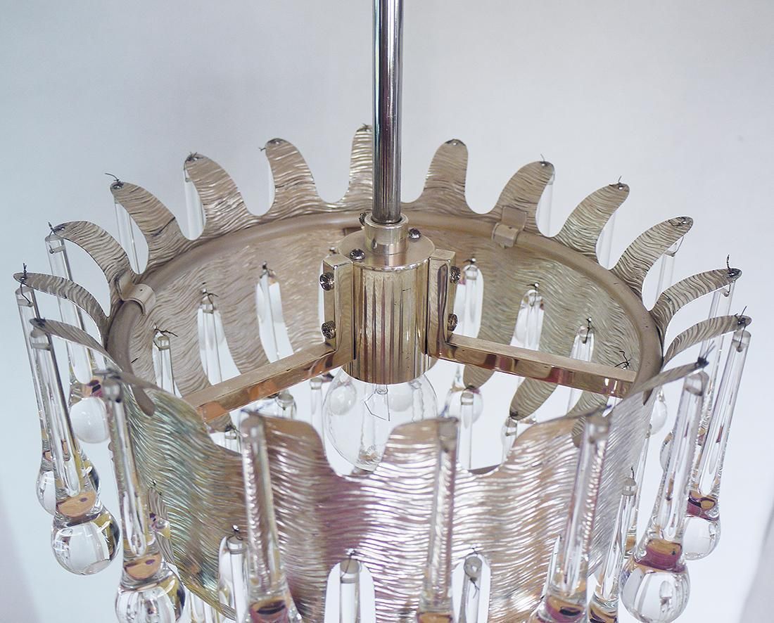 photo furniture 1970 Germany Palwa Tear Drop Chandelier Murano Glass And Silver Brass