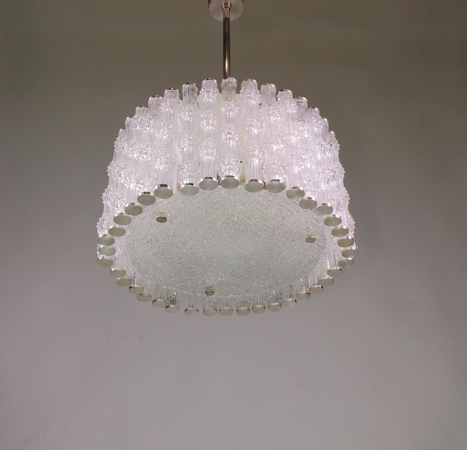1 (Of 2) 1960s Kalmar Drum Chandelier Tubular Glass & Chrome photo 2938.0