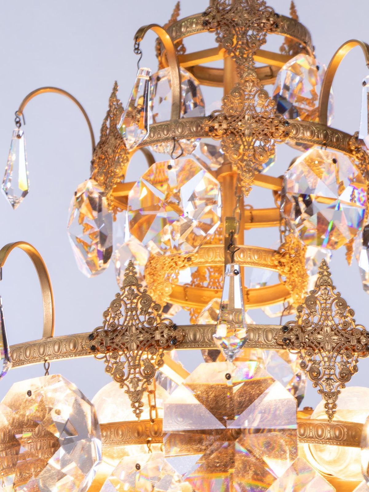 Ernst Palme Glamorous Jewel Swarovski Crystal & Gilt Brass Chandelier, 1960s photo buy